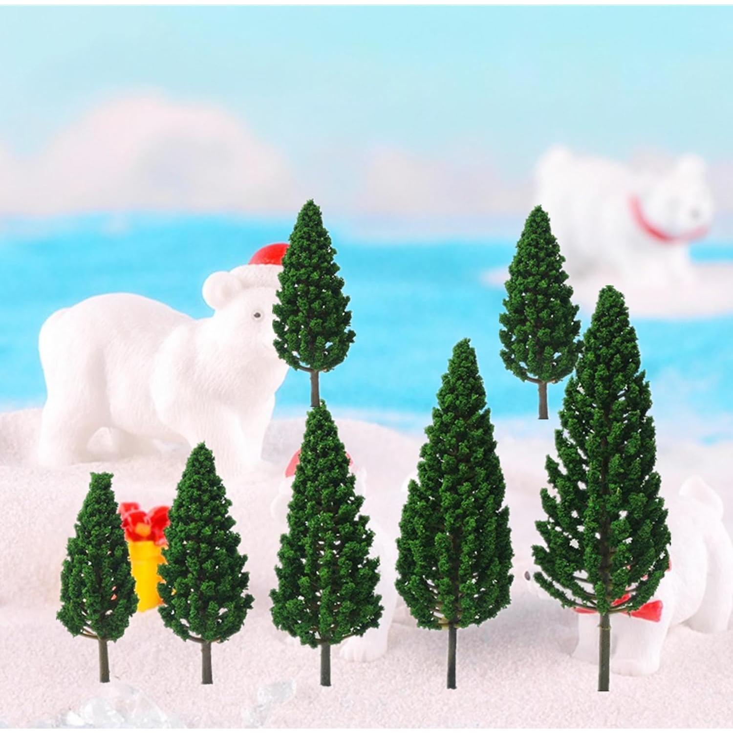 Jylucky 18pcs Árboles Modelo 3.5-13 cm Verde Miniatura Diorama