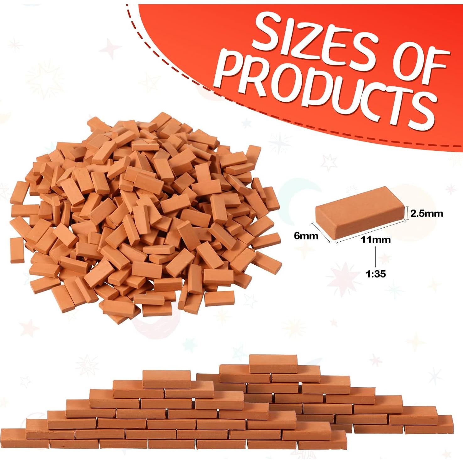 Civaner 350 Piezas Mini Ladrillos Rojo para Manualidades 1:35