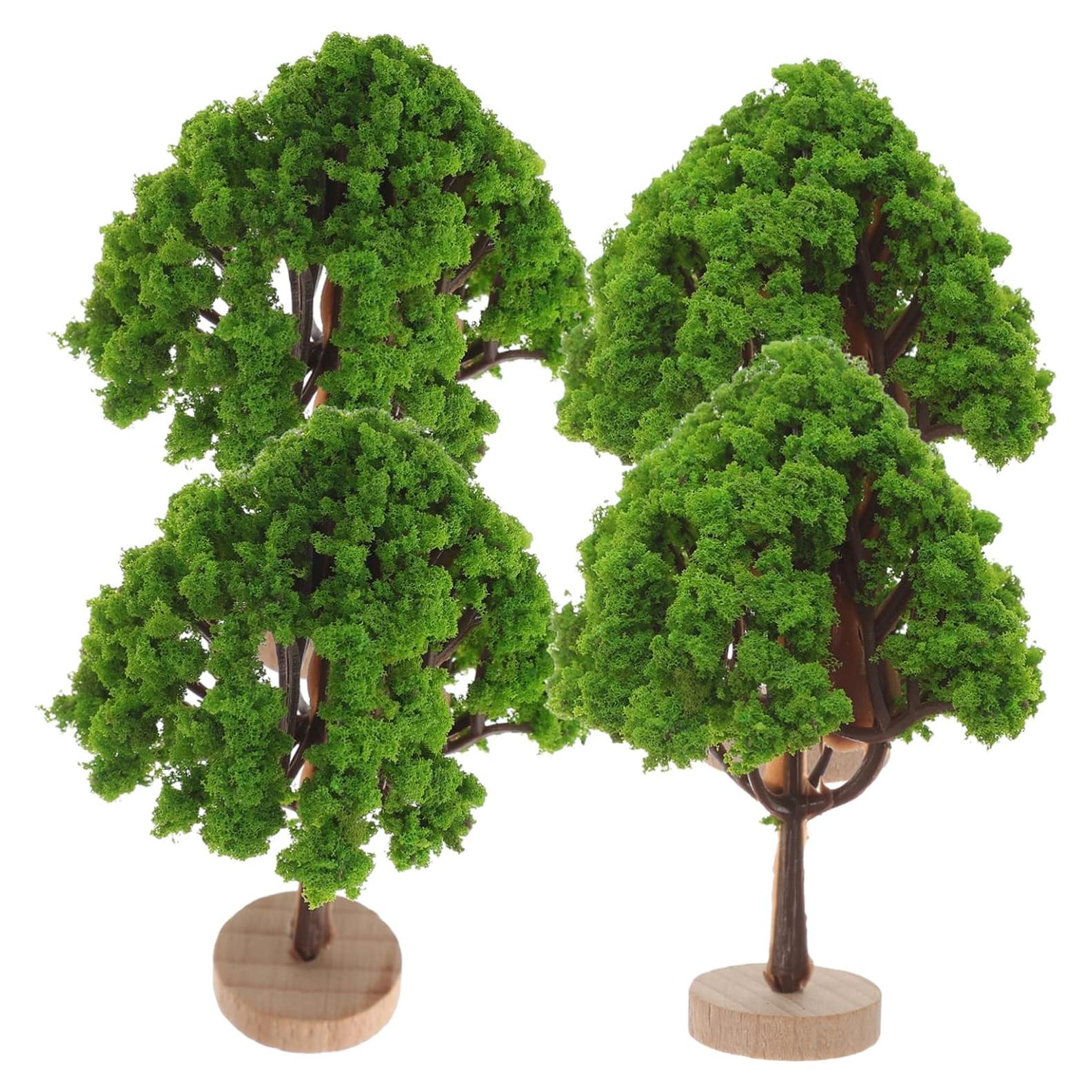 4 Árboles Miniatura VALICLUD para Escenografía DIY Verde