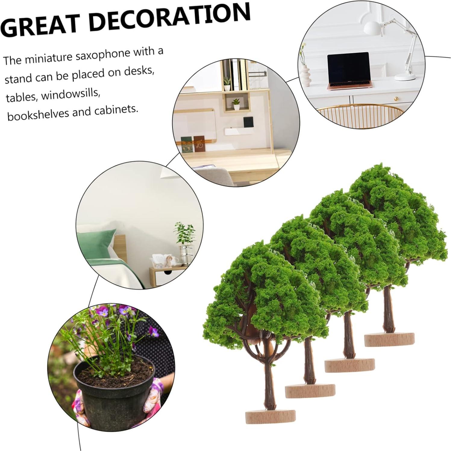 4 Árboles Miniatura VALICLUD para Escenografía DIY Verde