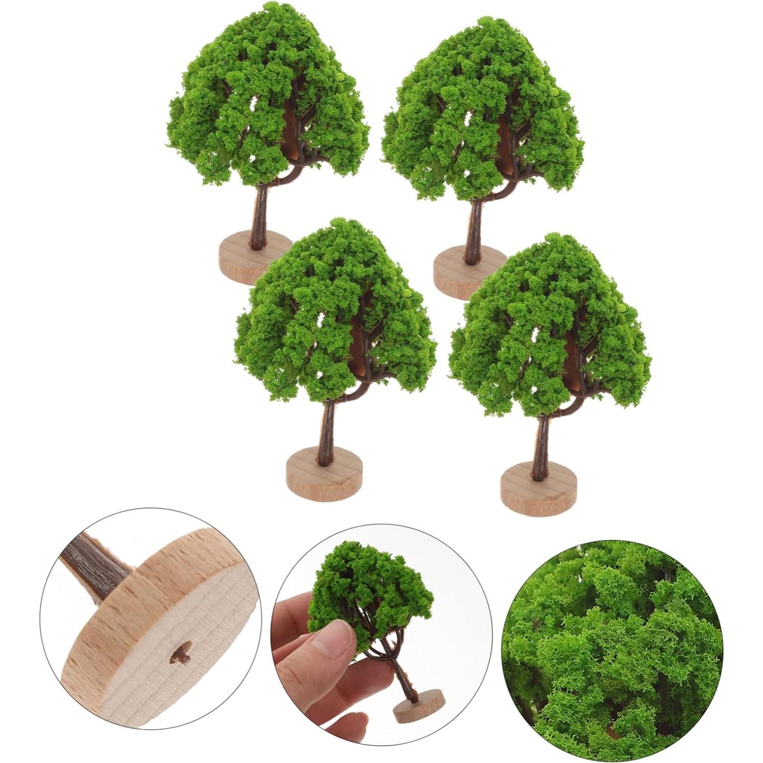 4 Árboles Miniatura VALICLUD para Escenografía DIY Verde