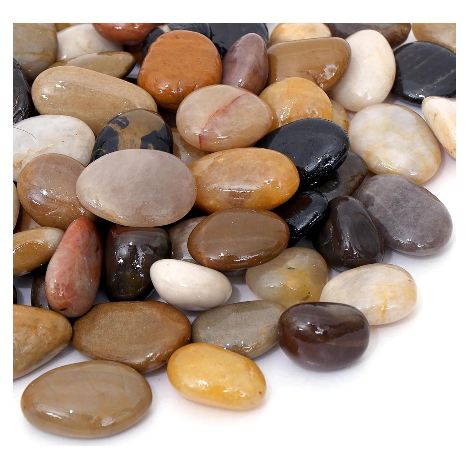 Rocas de Río Pulidas Calofulston 1kg Mezcladas para Jardín