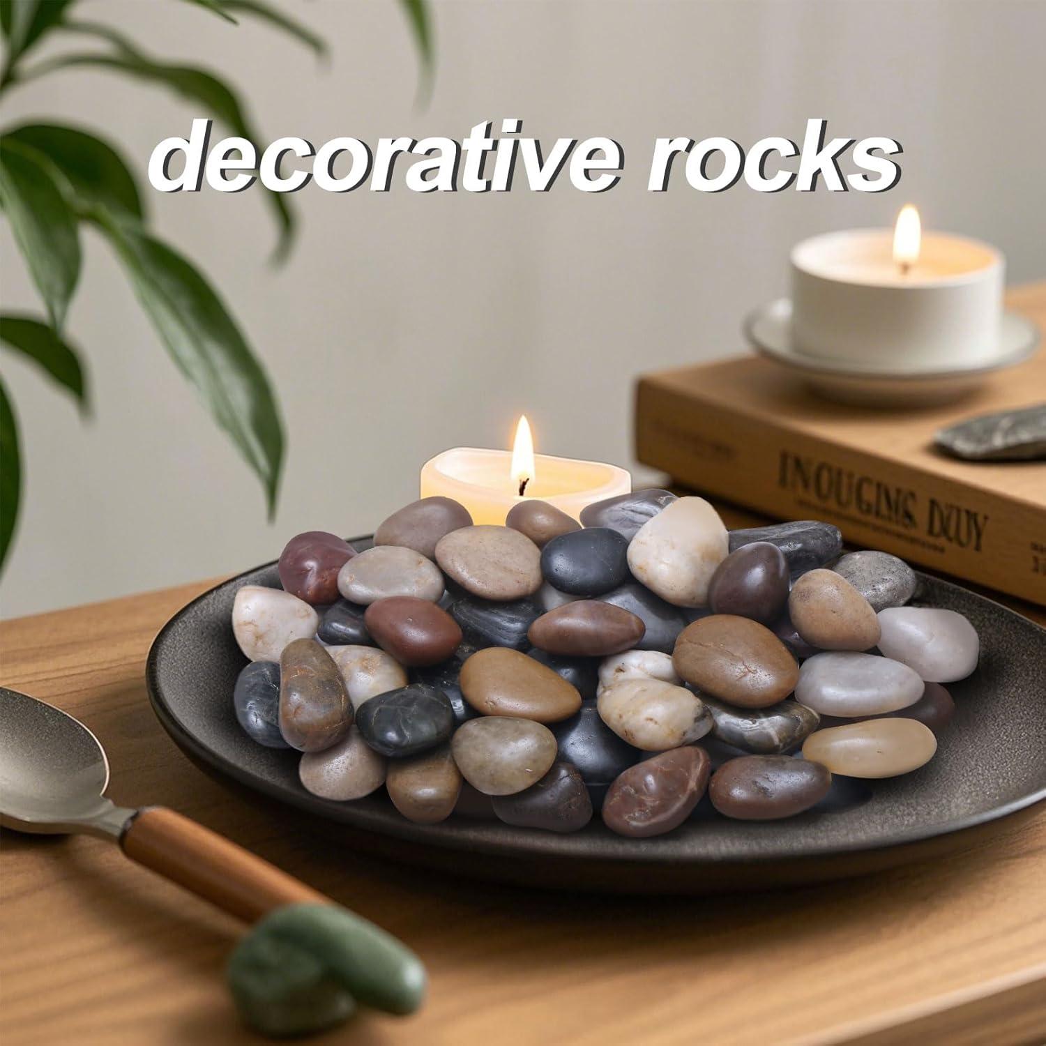 Rocas de Río Pulidas Calofulston 1kg Mezcladas para Jardín