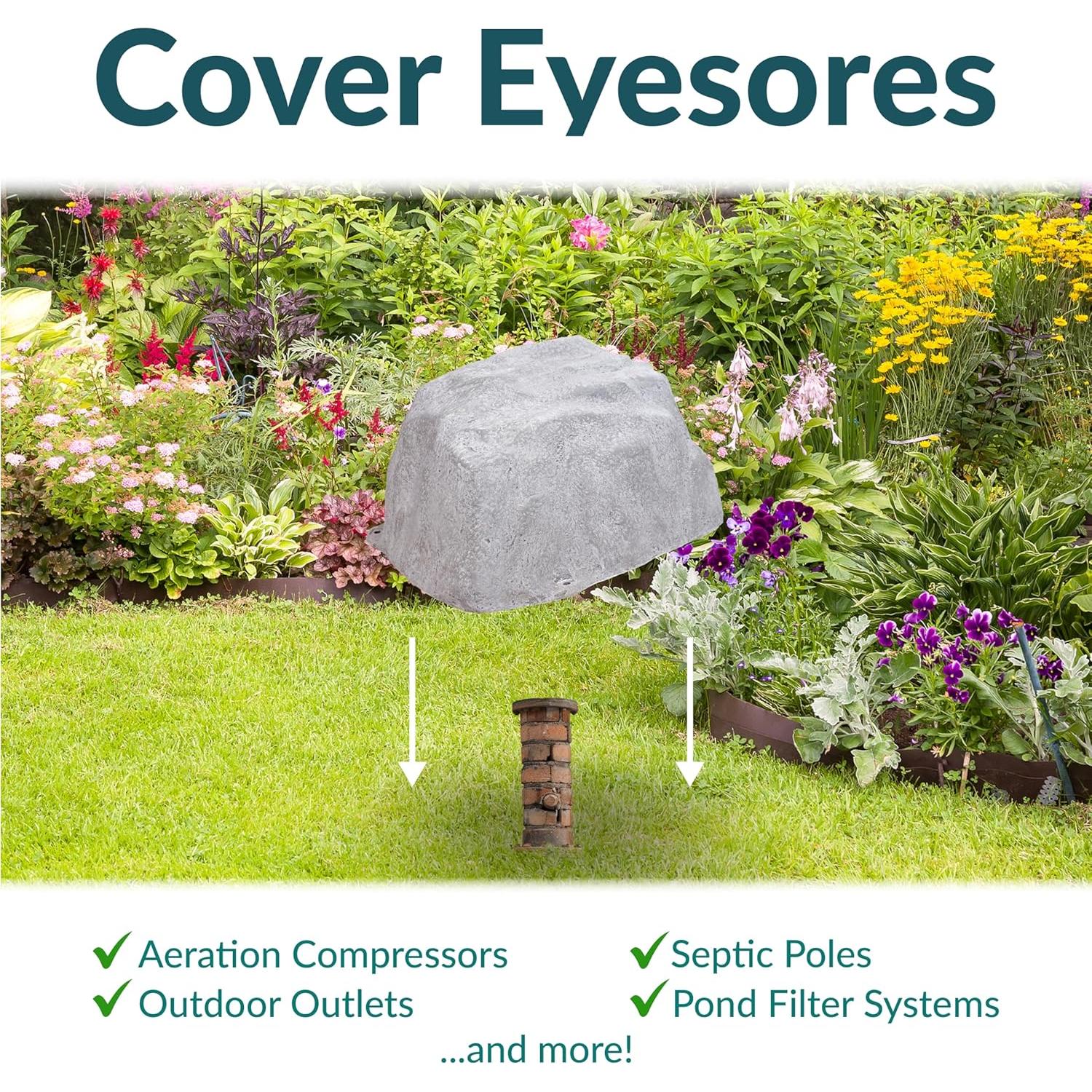 Cubierta de Roca Falsa Sunnydaze 14" H Gris para Jardín