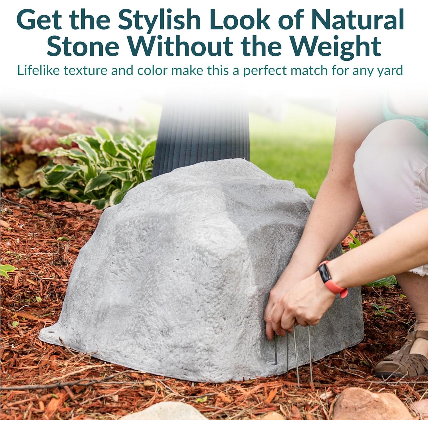 Cubierta de Roca Falsa Sunnydaze 14" H Gris para Jardín