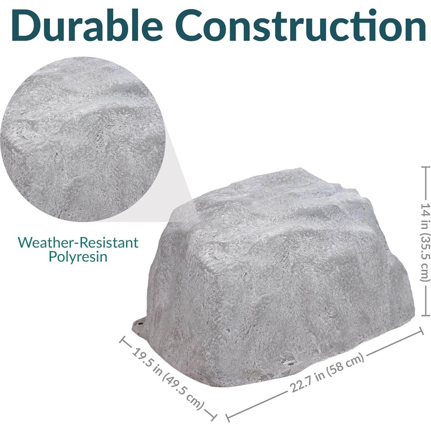 Cubierta de Roca Falsa Sunnydaze 14" H Gris para Jardín