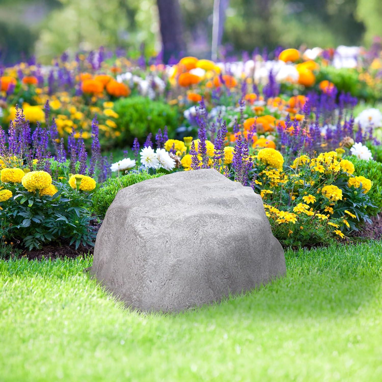 Cubierta de Roca Falsa Sunnydaze 14" H Gris para Jardín