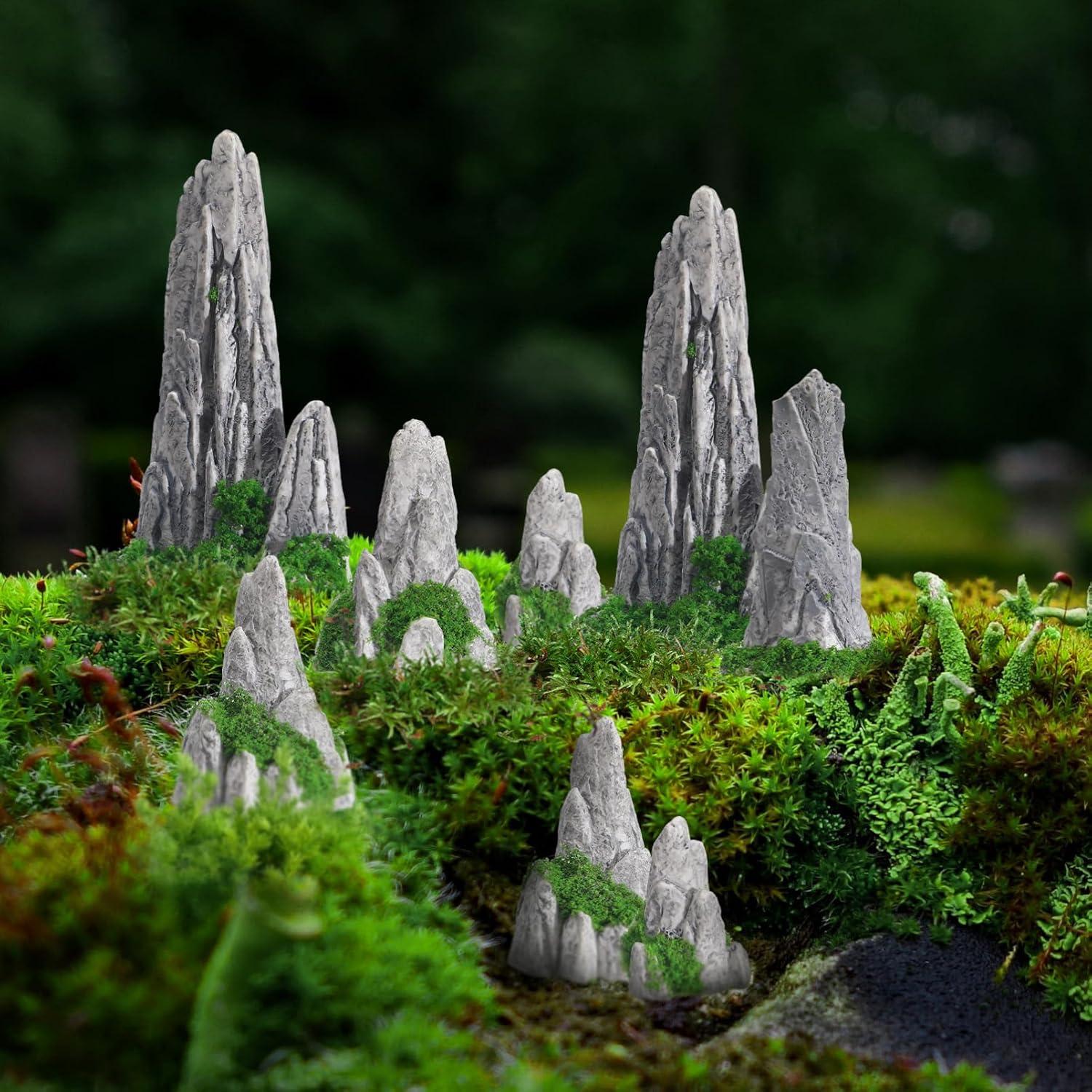 Estatuas Decorativas de Rocalla Gatuida - 8 Piezas de Resina