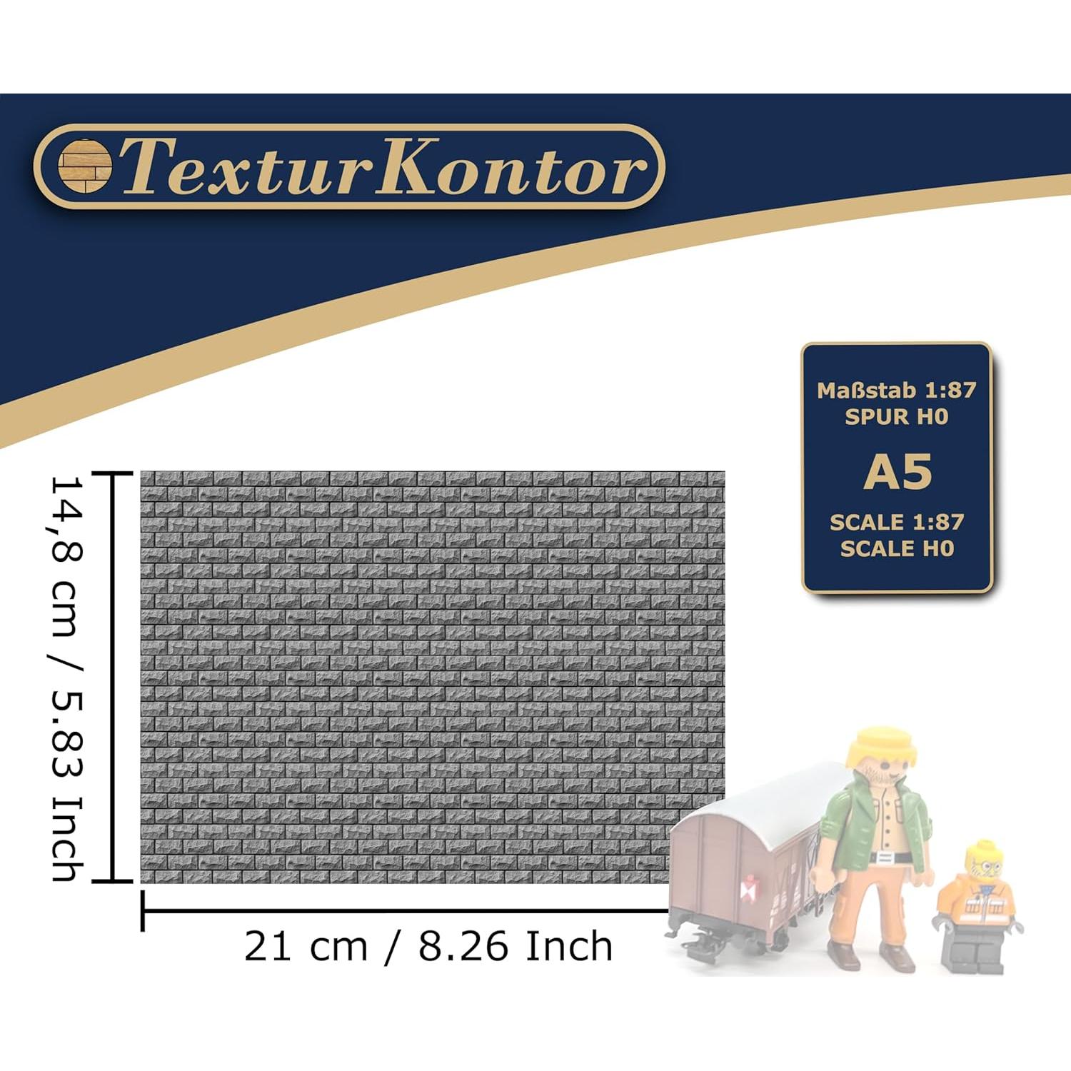 3 Hojas de Película Autoadhesiva para Revestimiento de Paredes - TexturKontor - Escala 1:87