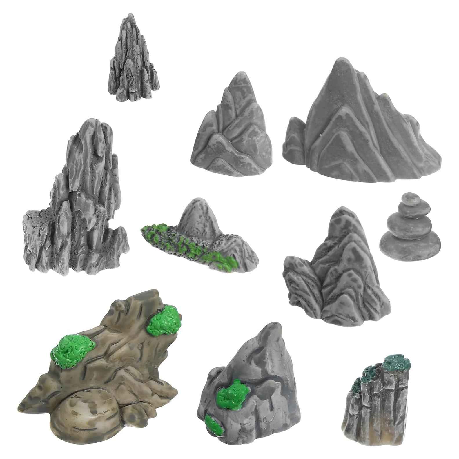 10 Rocas Falsas de Resina para Diorama y Jardín de Hadas