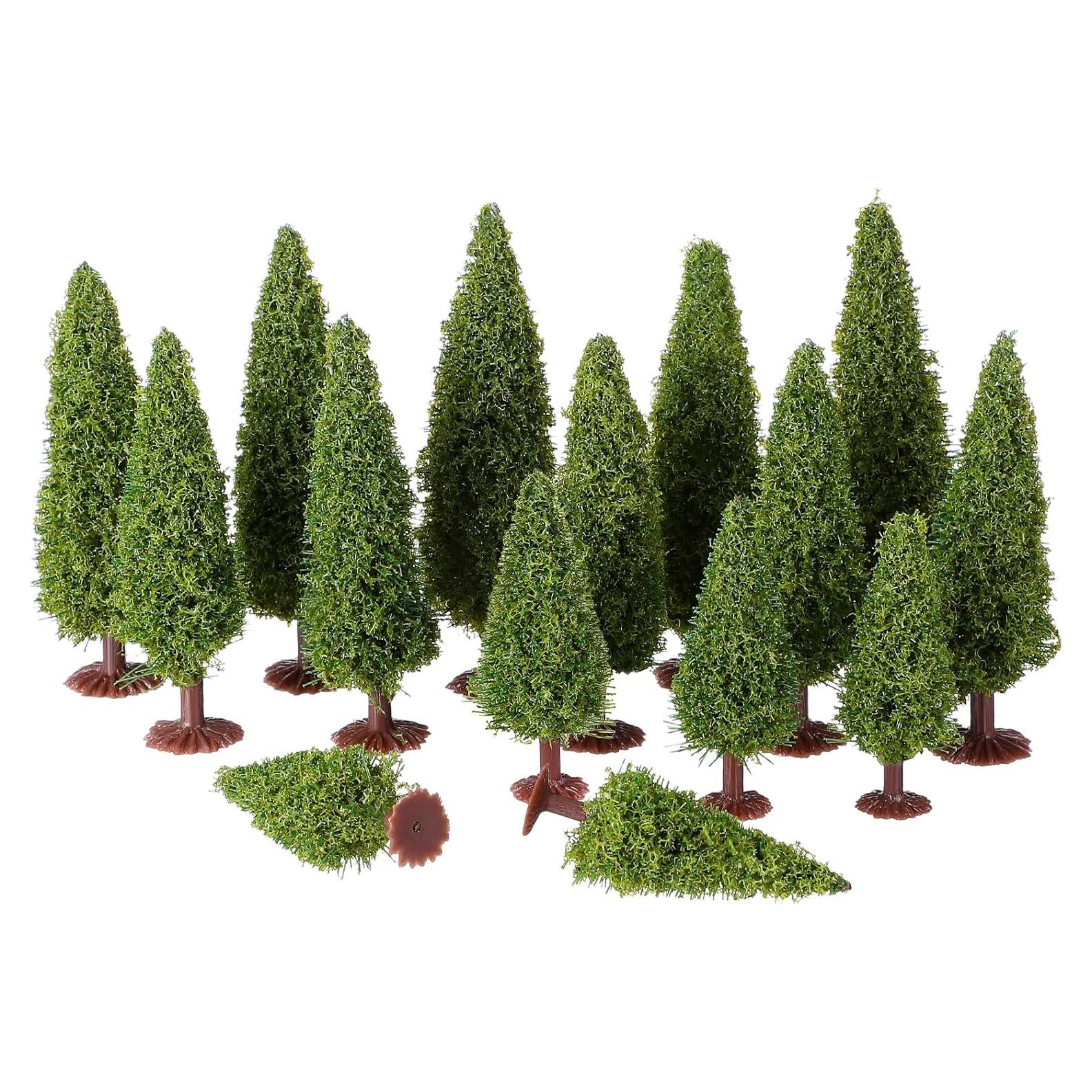 Miniaturas de Árboles en Escala VOSAREA 15pcs Verde para Dioramas