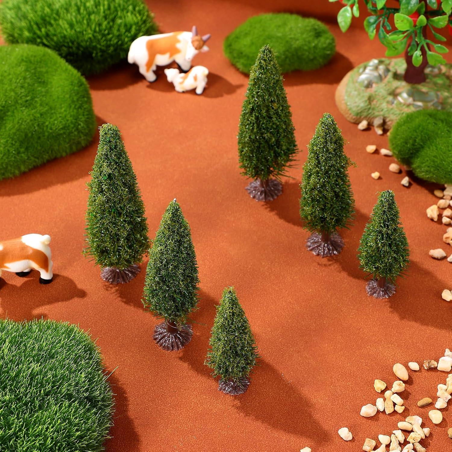 Miniaturas de Árboles en Escala VOSAREA 15pcs Verde para Dioramas