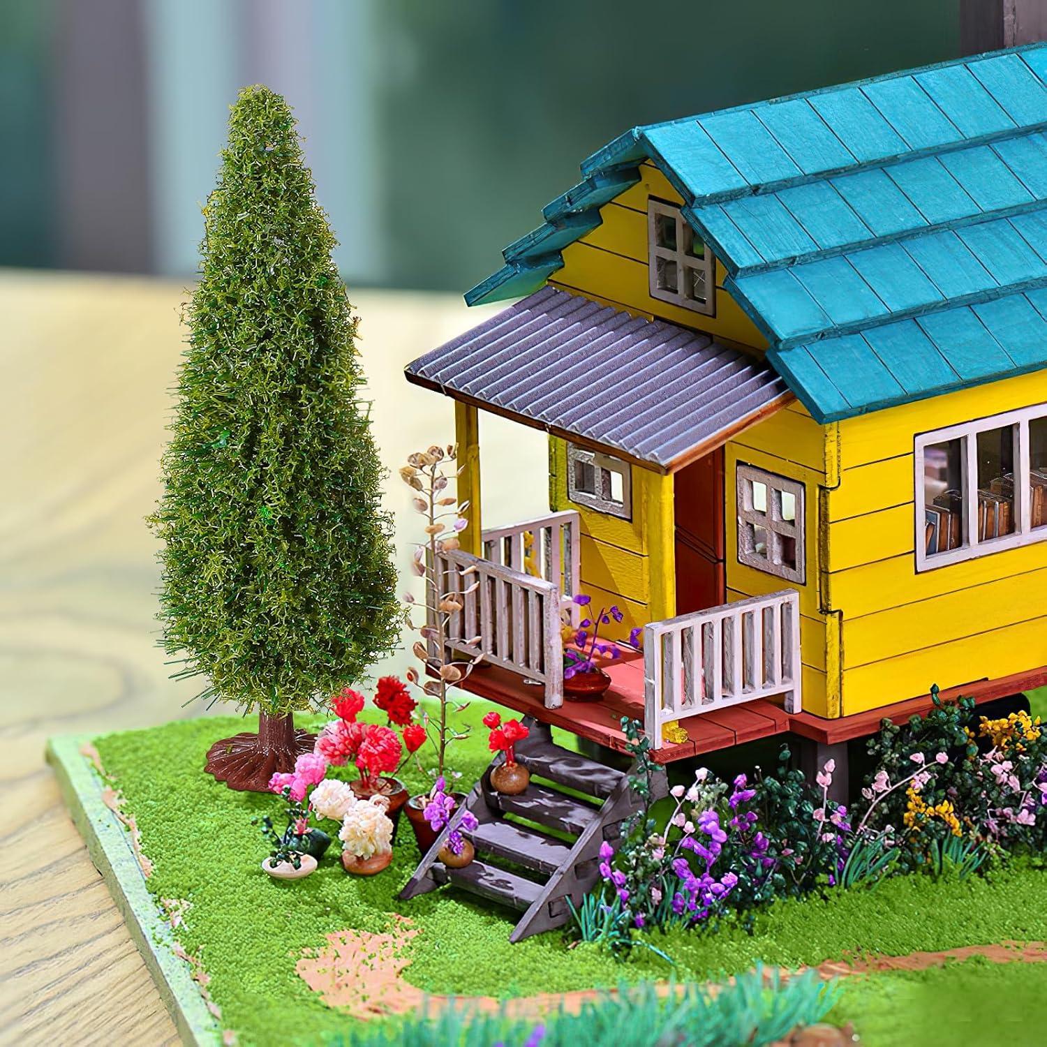 Miniaturas de Árboles en Escala VOSAREA 15pcs Verde para Dioramas