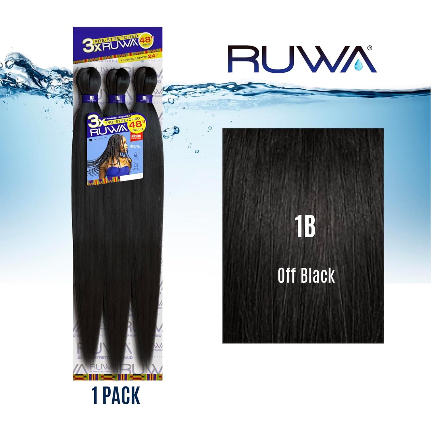 Cabello trenzado pre estirado Sensationnel Ruwa 121.92 cm 1B