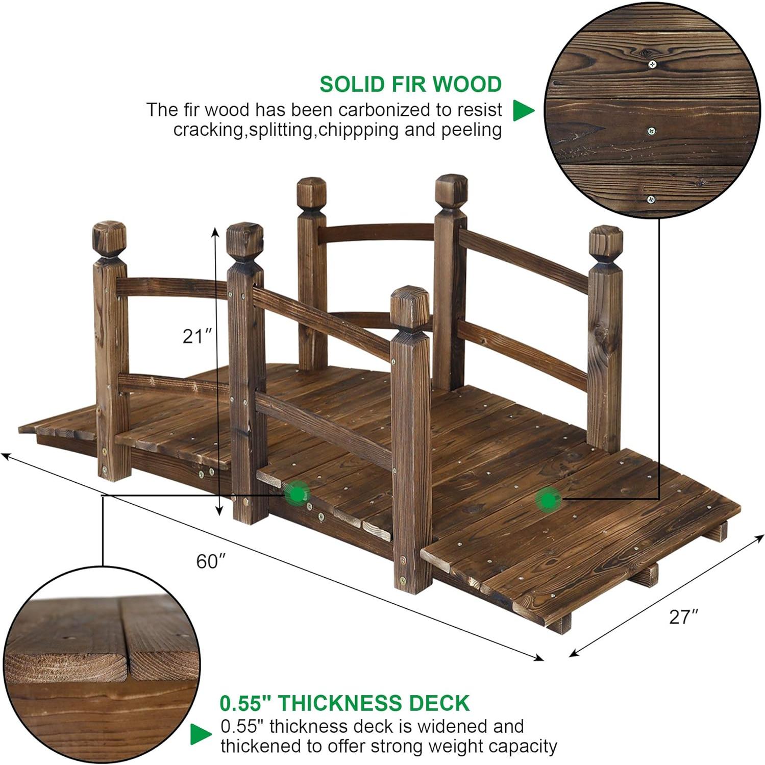 Puente de Jardín de Madera de Abeto Reliancer 1.5m Arco Decorativo