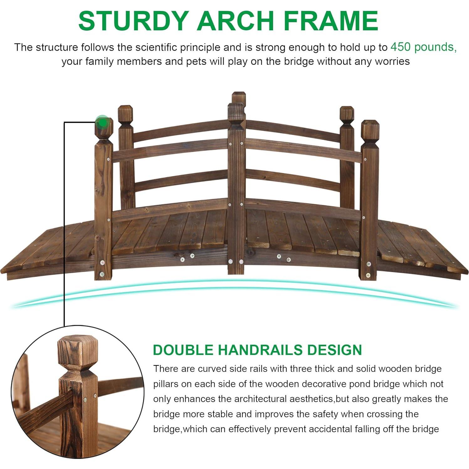 Puente de Jardín de Madera de Abeto Reliancer 1.5m Arco Decorativo