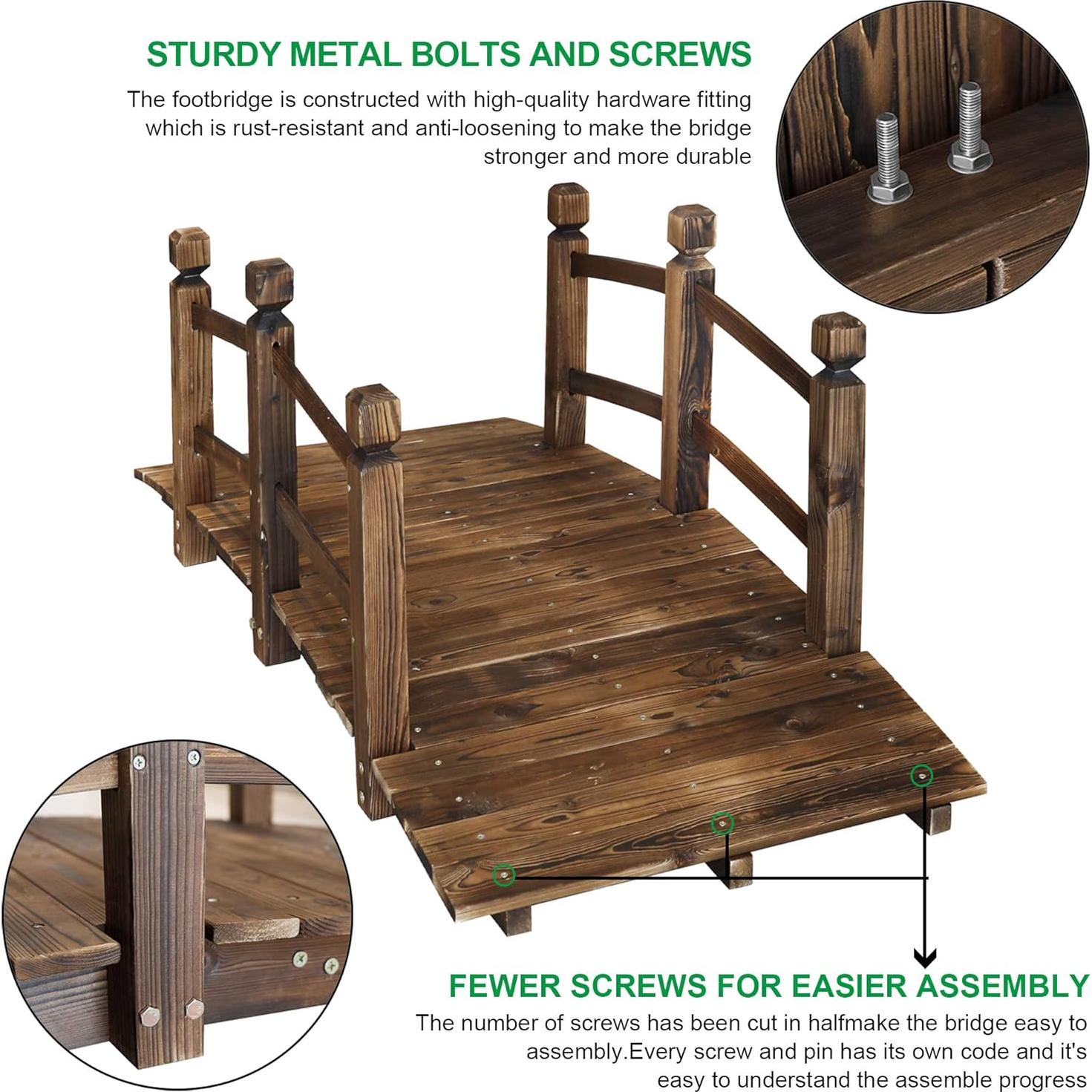 Puente de Jardín de Madera de Abeto Reliancer 1.5m Arco Decorativo