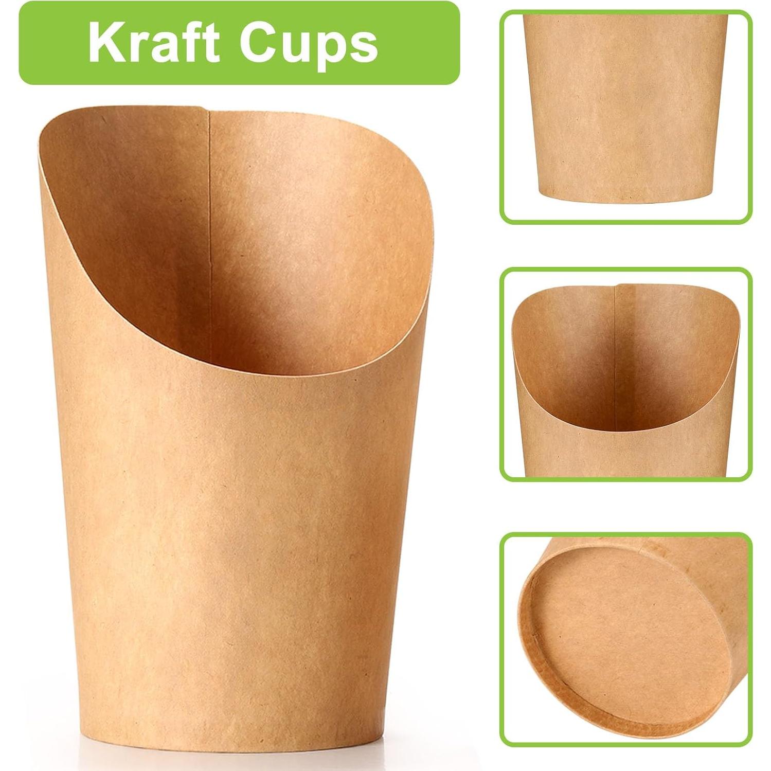 100 Tazas de Papel Desechables FSAH 12Oz con Palillos y Etiquetas