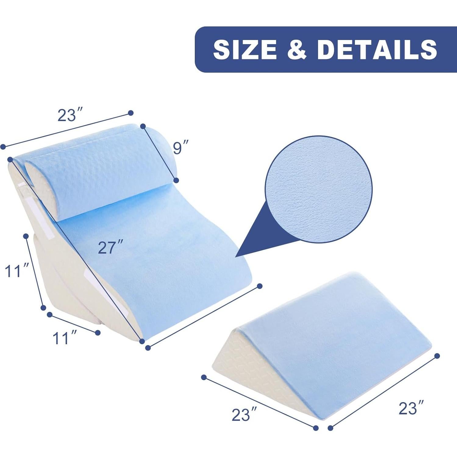 Juego de 4 Almohadas en Cuña WSOFRLAC Espuma Viscoelástica