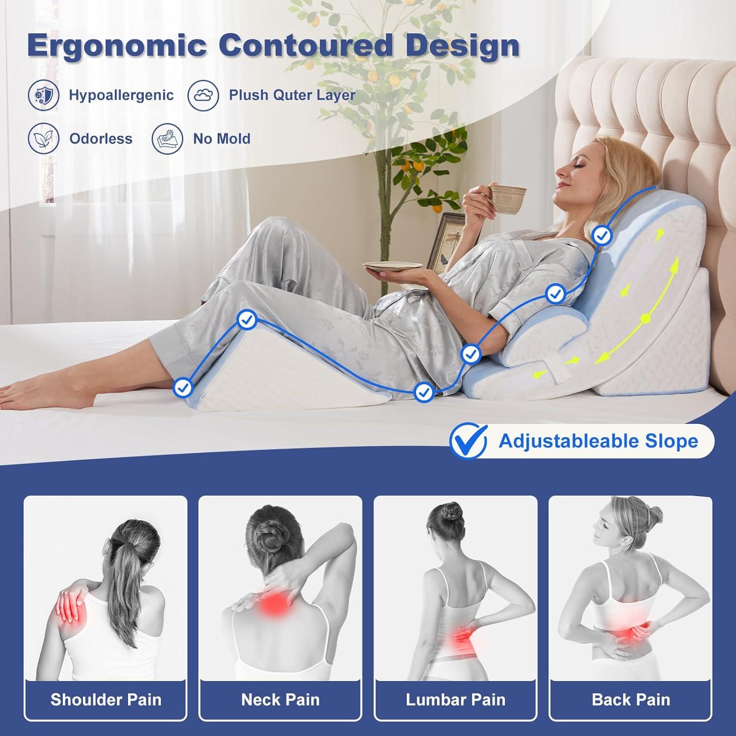 Juego de 4 Almohadas en Cuña WSOFRLAC Espuma Viscoelástica