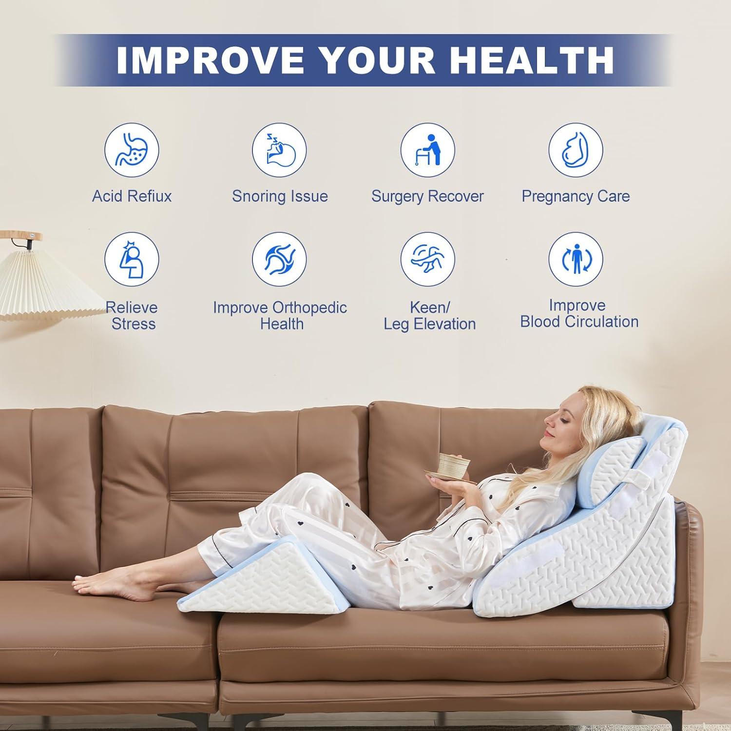 Juego de 4 Almohadas en Cuña WSOFRLAC Espuma Viscoelástica