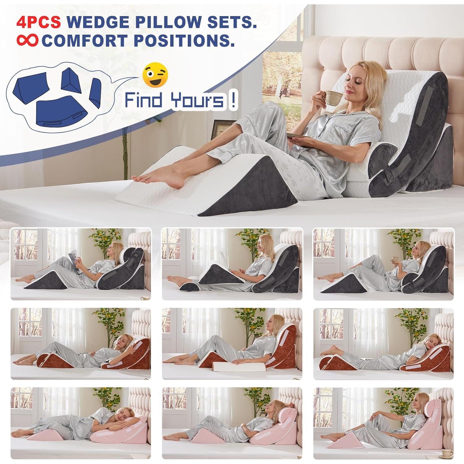 Juego de 4 Almohadas en Cuña WSOFRLAC Espuma Viscoelástica