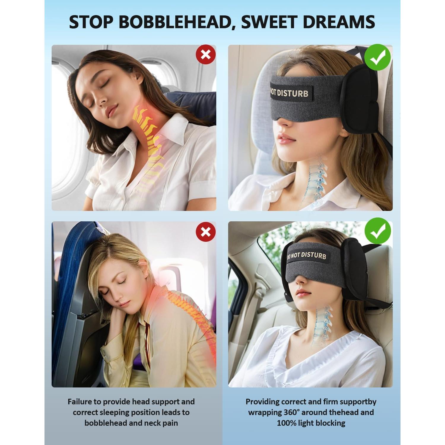 Almohada de viaje MICOCARE con máscara para ojos - Gris
