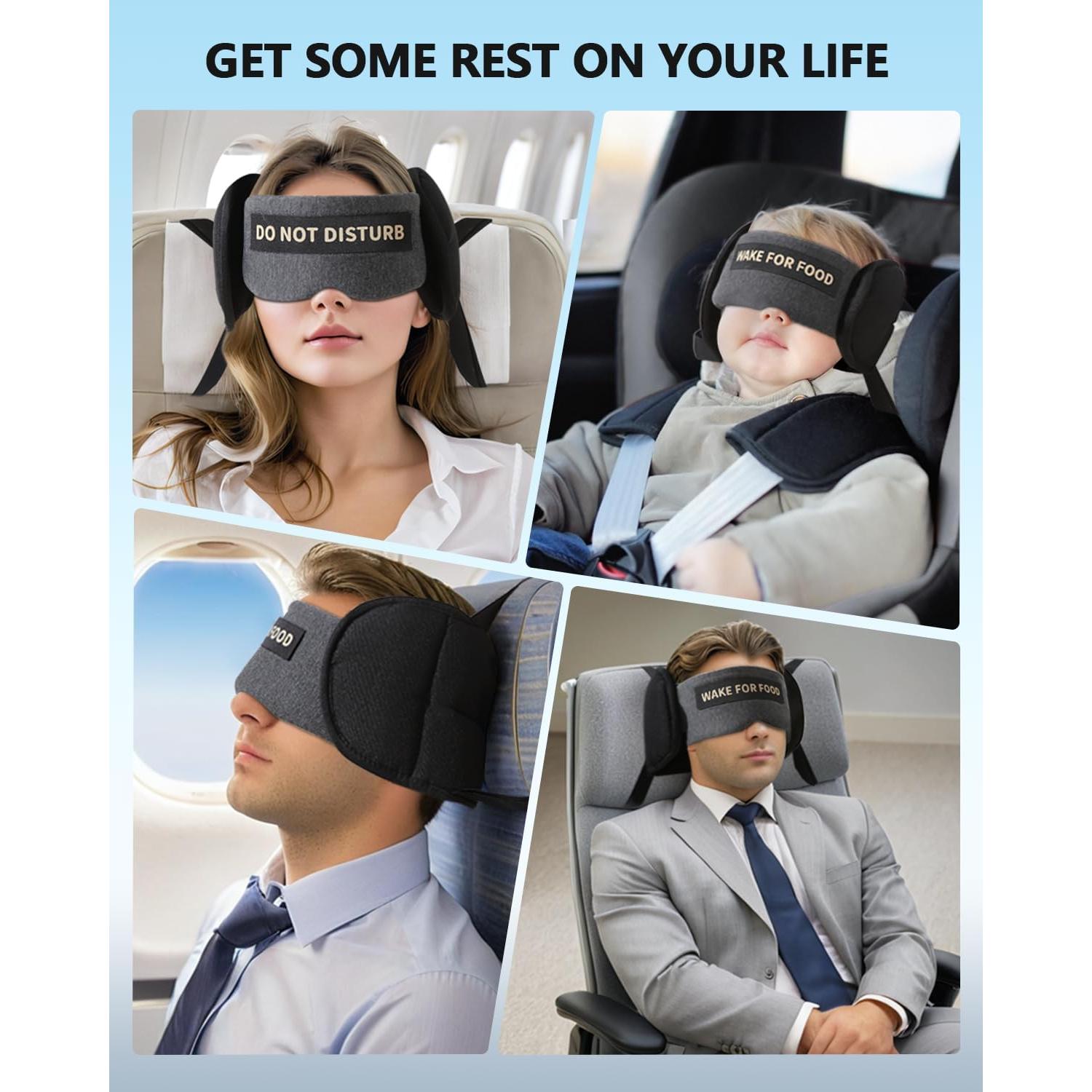 Almohada de viaje MICOCARE con máscara para ojos - Gris