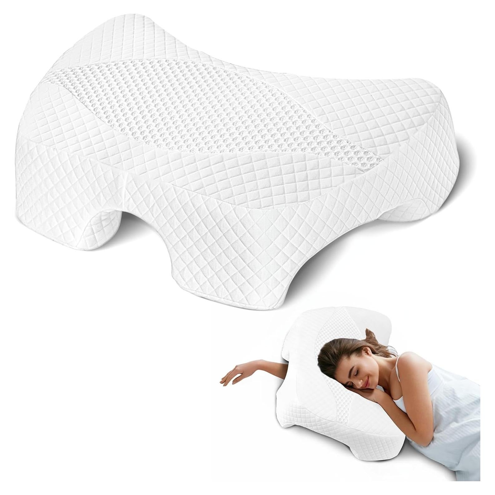 Almohada Ergonómica EliteGuard con Agujero para Brazo - Blanco