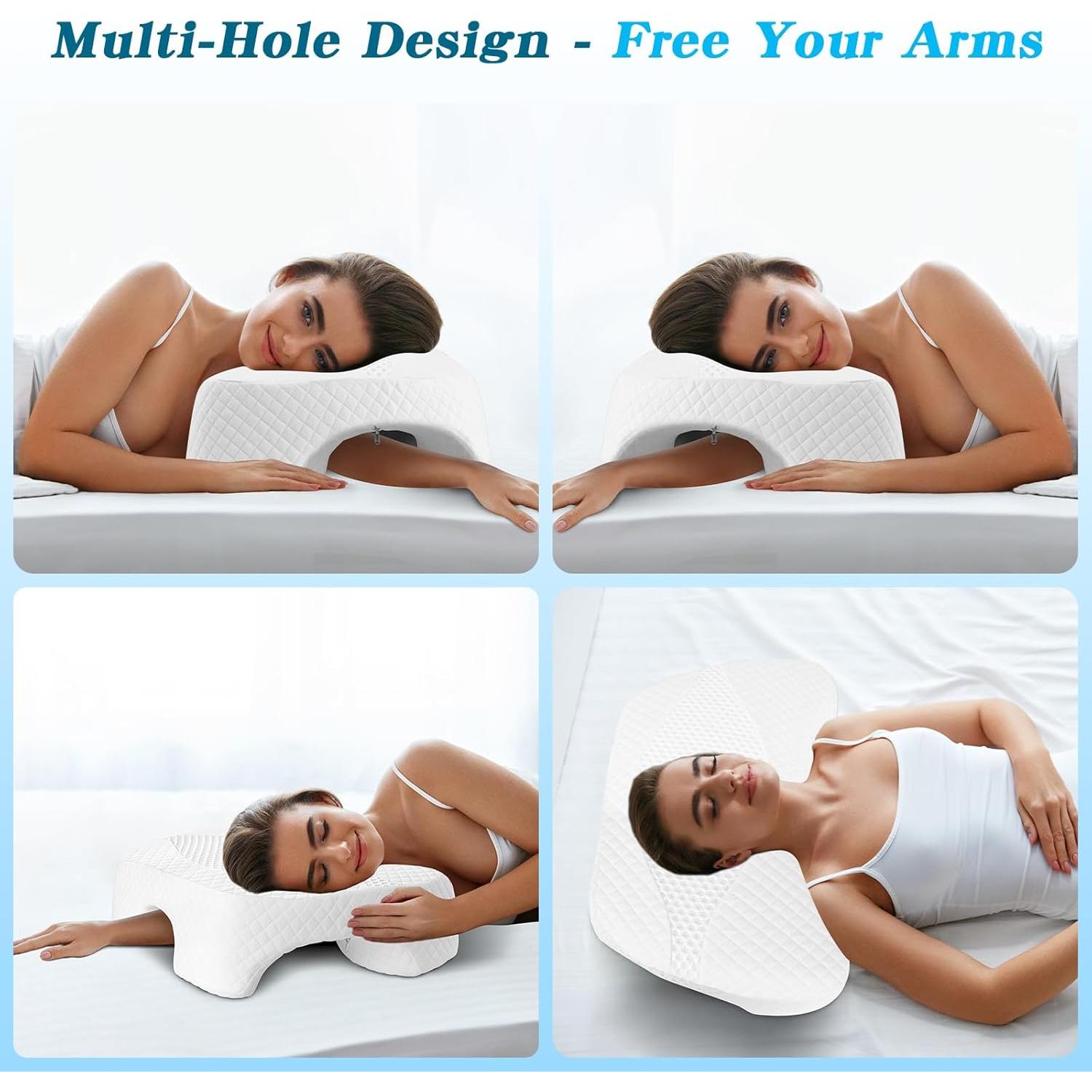 Almohada Ergonómica EliteGuard con Agujero para Brazo - Blanco