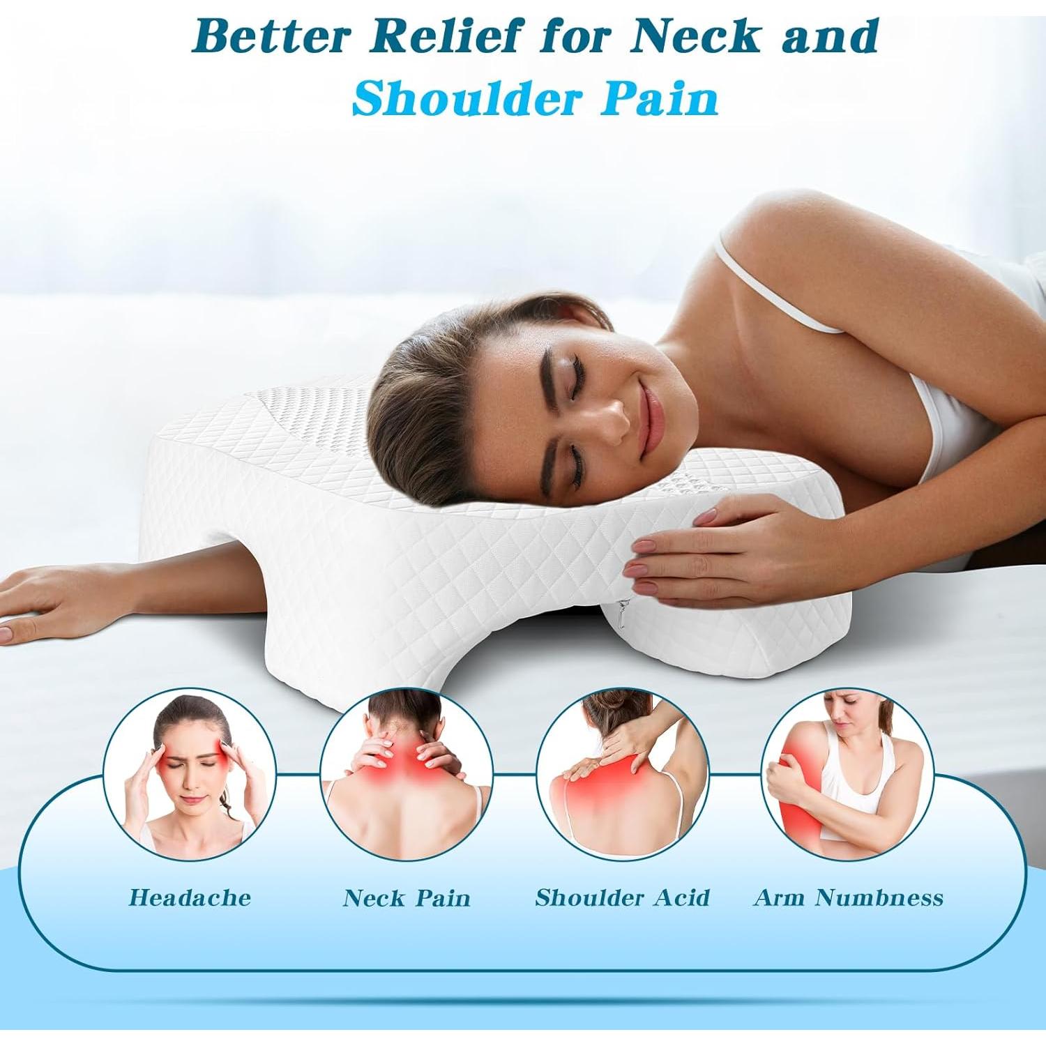 Almohada Ergonómica EliteGuard con Agujero para Brazo - Blanco