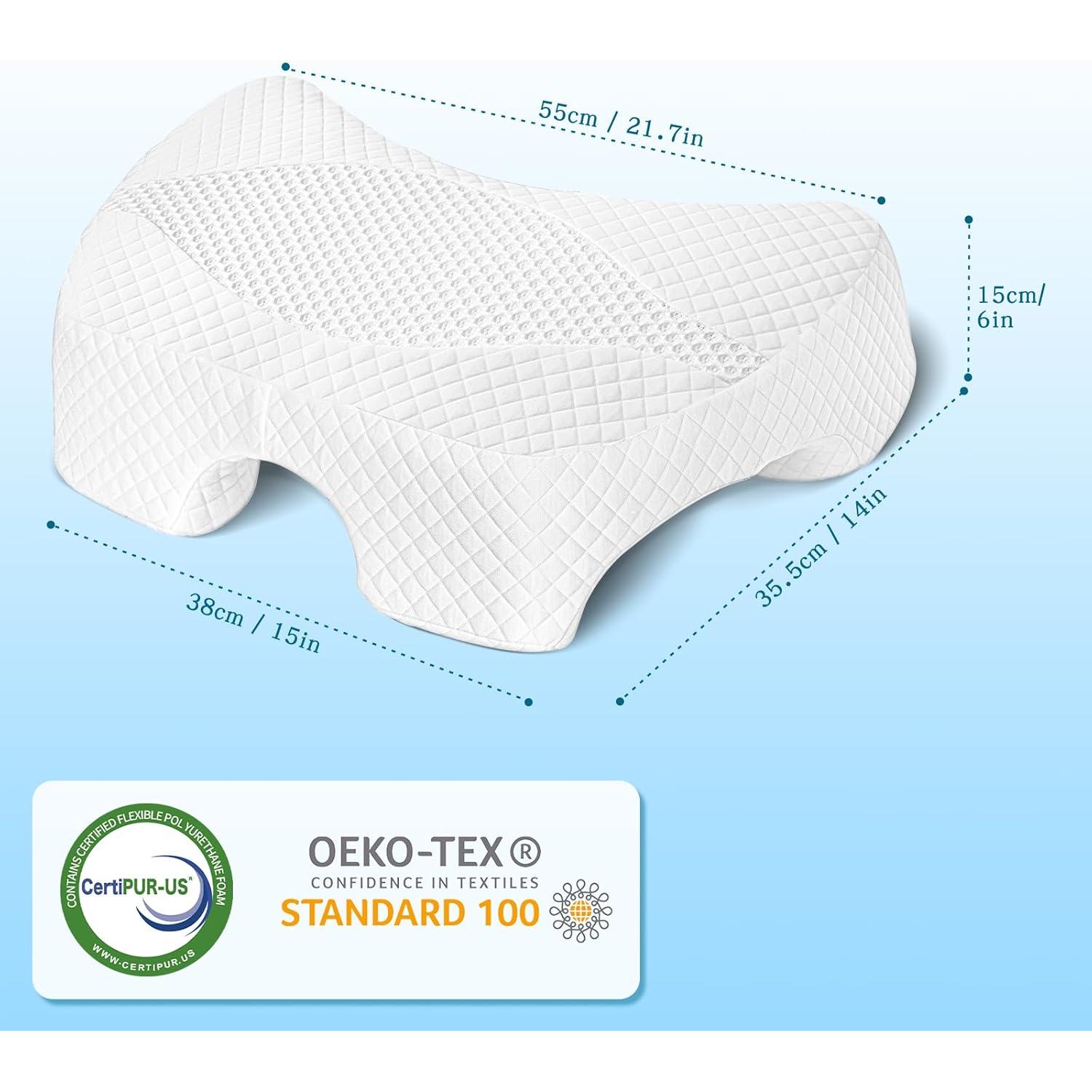 Almohada Ergonómica EliteGuard con Agujero para Brazo - Blanco