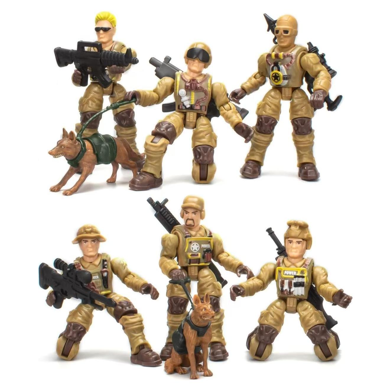 Set de Soldados de Juguete Baimiby con 6 Figuras y 2 Perros