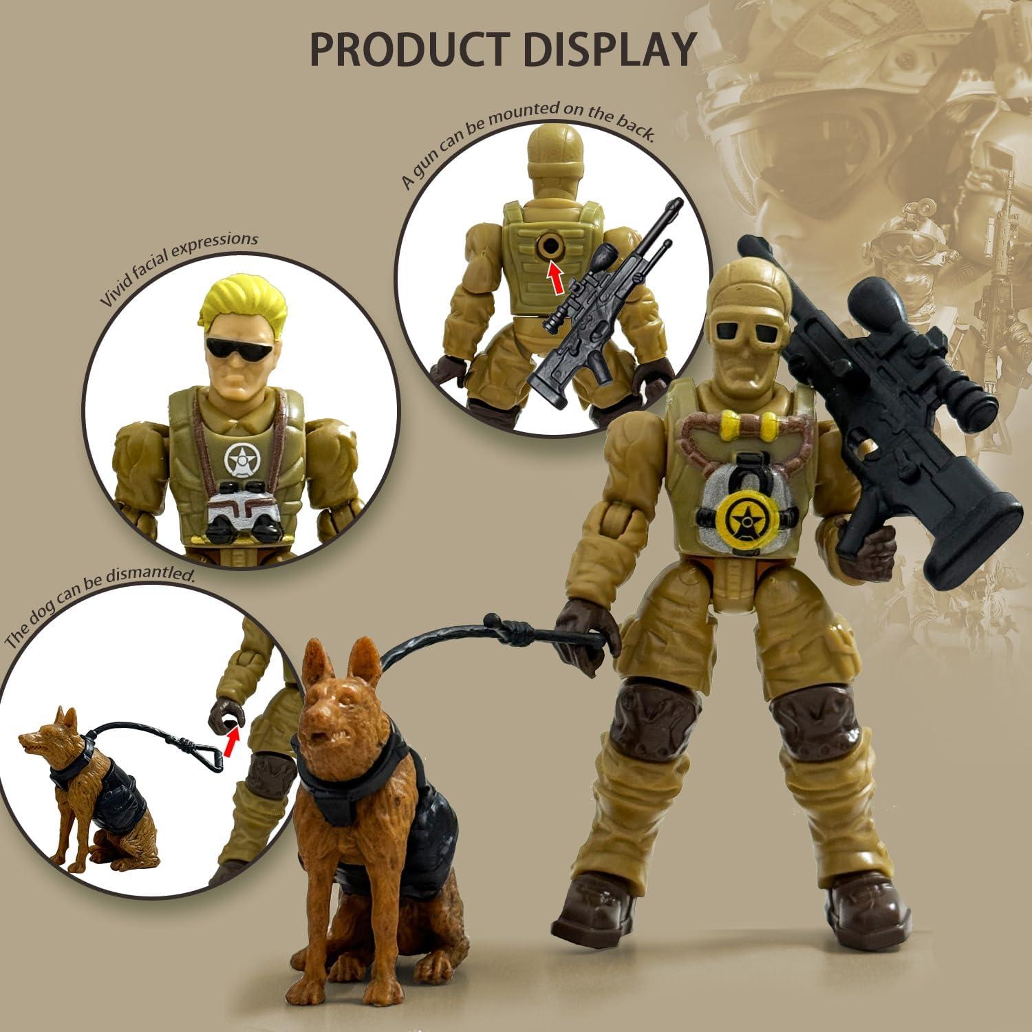 Set de Soldados de Juguete Baimiby con 6 Figuras y 2 Perros