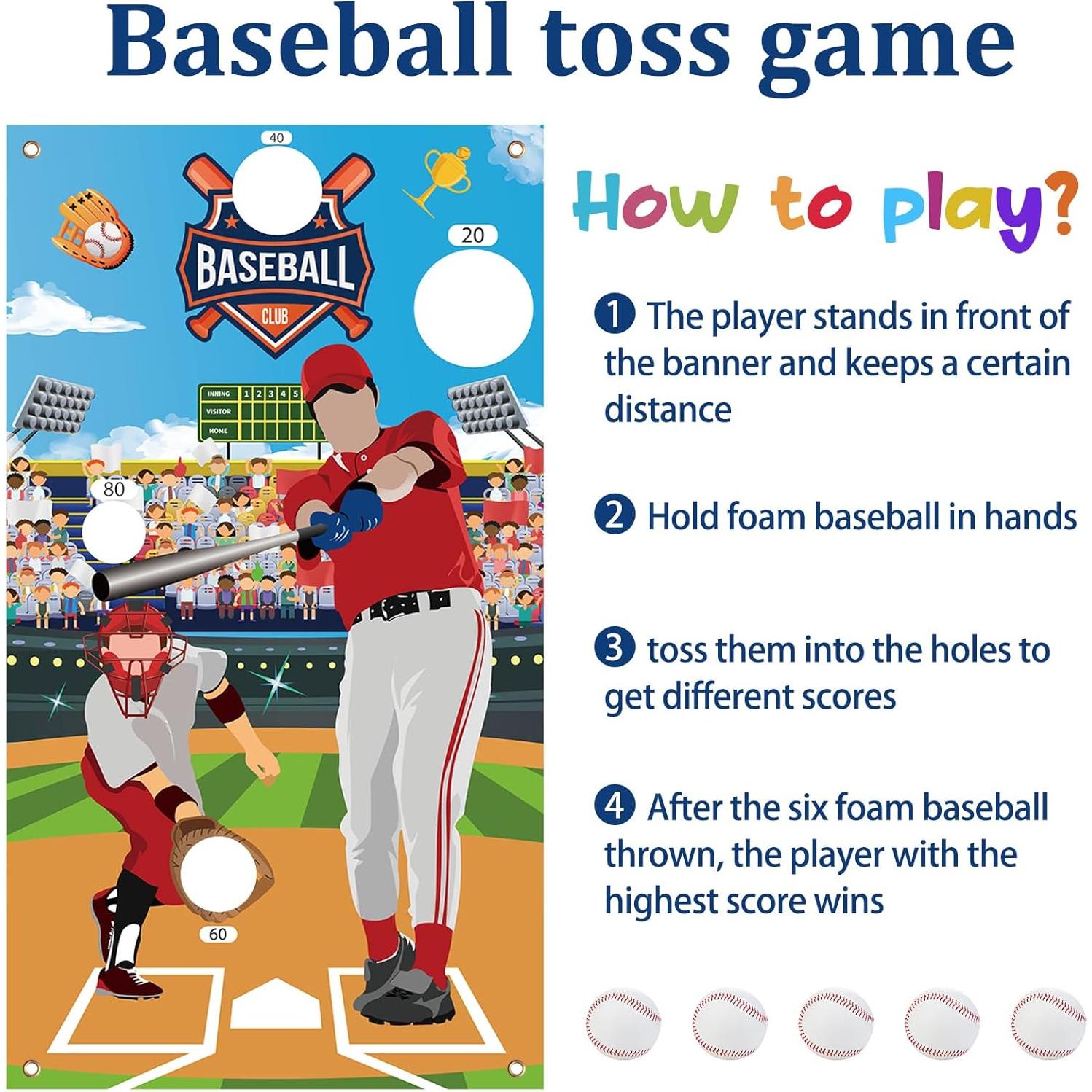 Decoración de Fiesta de Cumpleaños de Béisbol TEASIK - Banner 135 x 75 cm