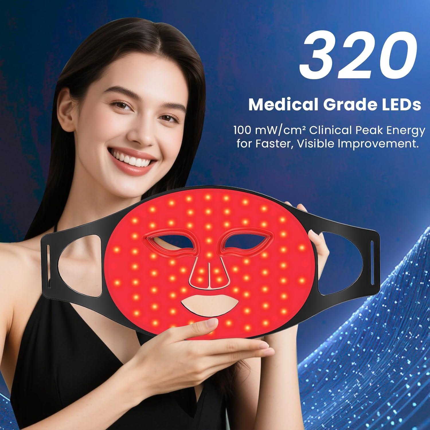 Máscara de Terapia de Luz Roja Inalámbrica Lovsheme 320 LEDs