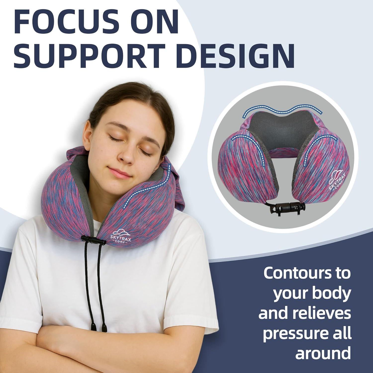 Almohada de Viaje con Capucha SKYTRAX COMF Espuma de Memoria