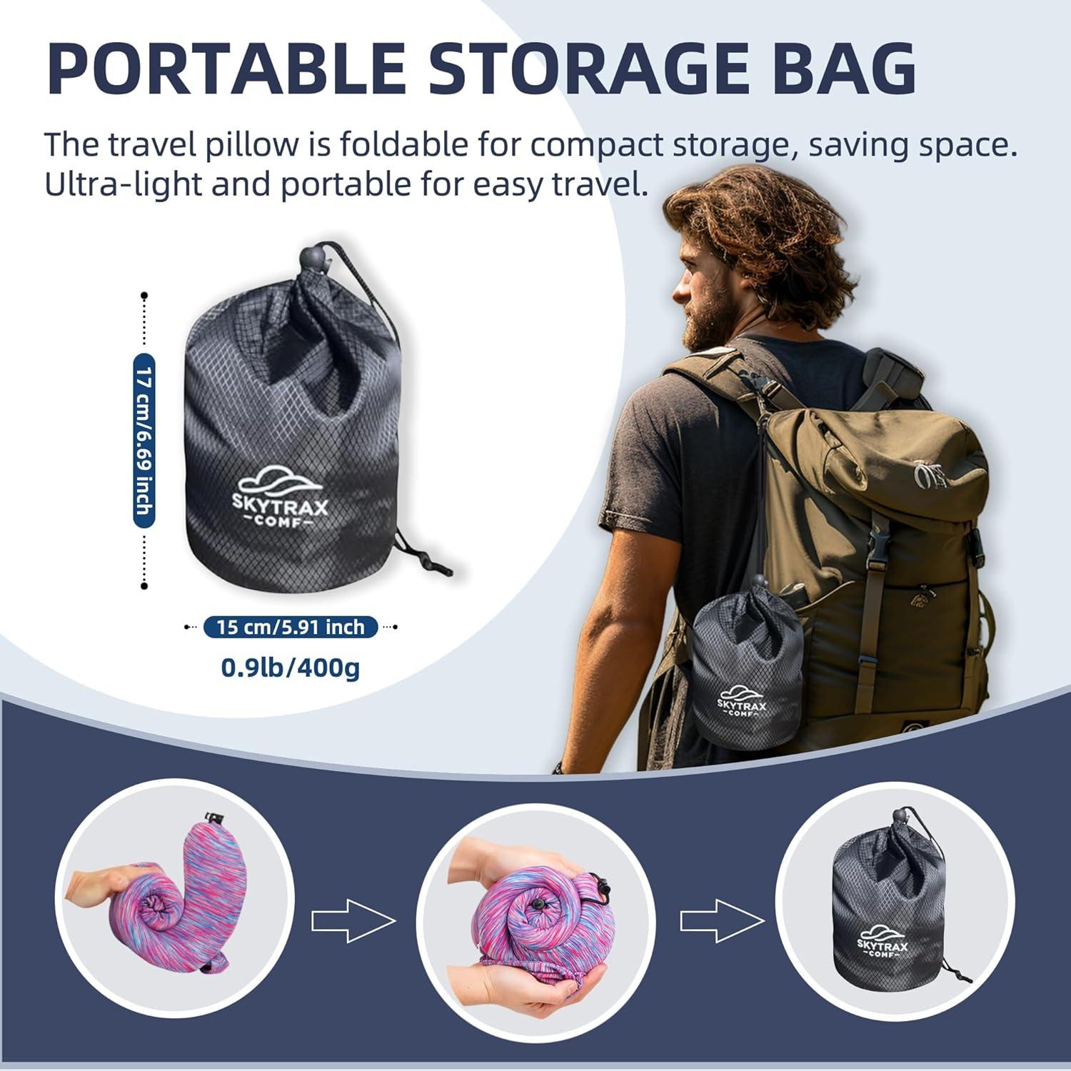 Almohada de Viaje con Capucha SKYTRAX COMF Espuma de Memoria