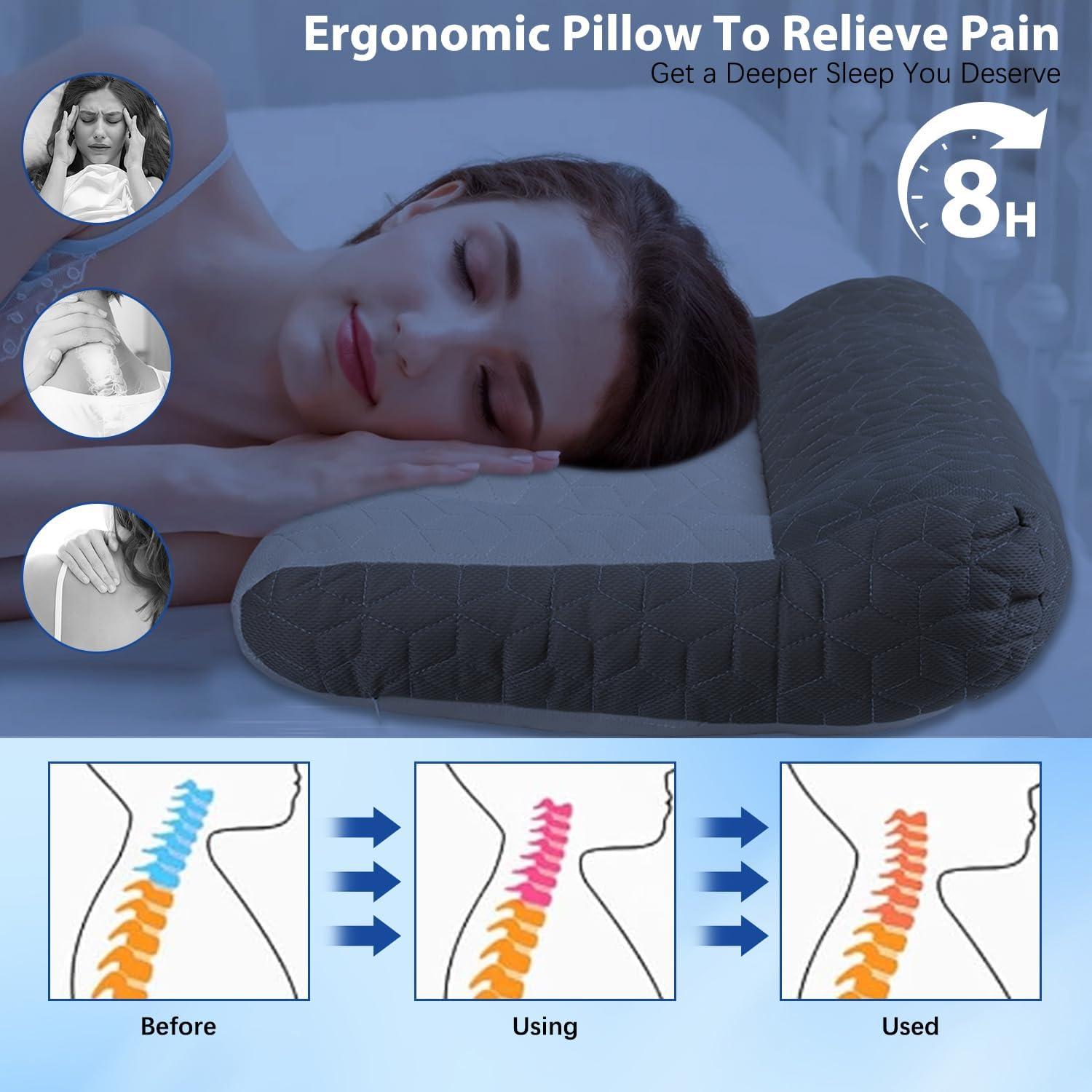 Almohada Ergonómica Satasiam para el Cuello - Soporte Cervical Gris