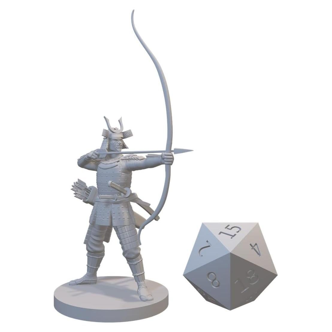 Miniatura de Luchador Samurái con Arco 28mm Resina Sin Pintar