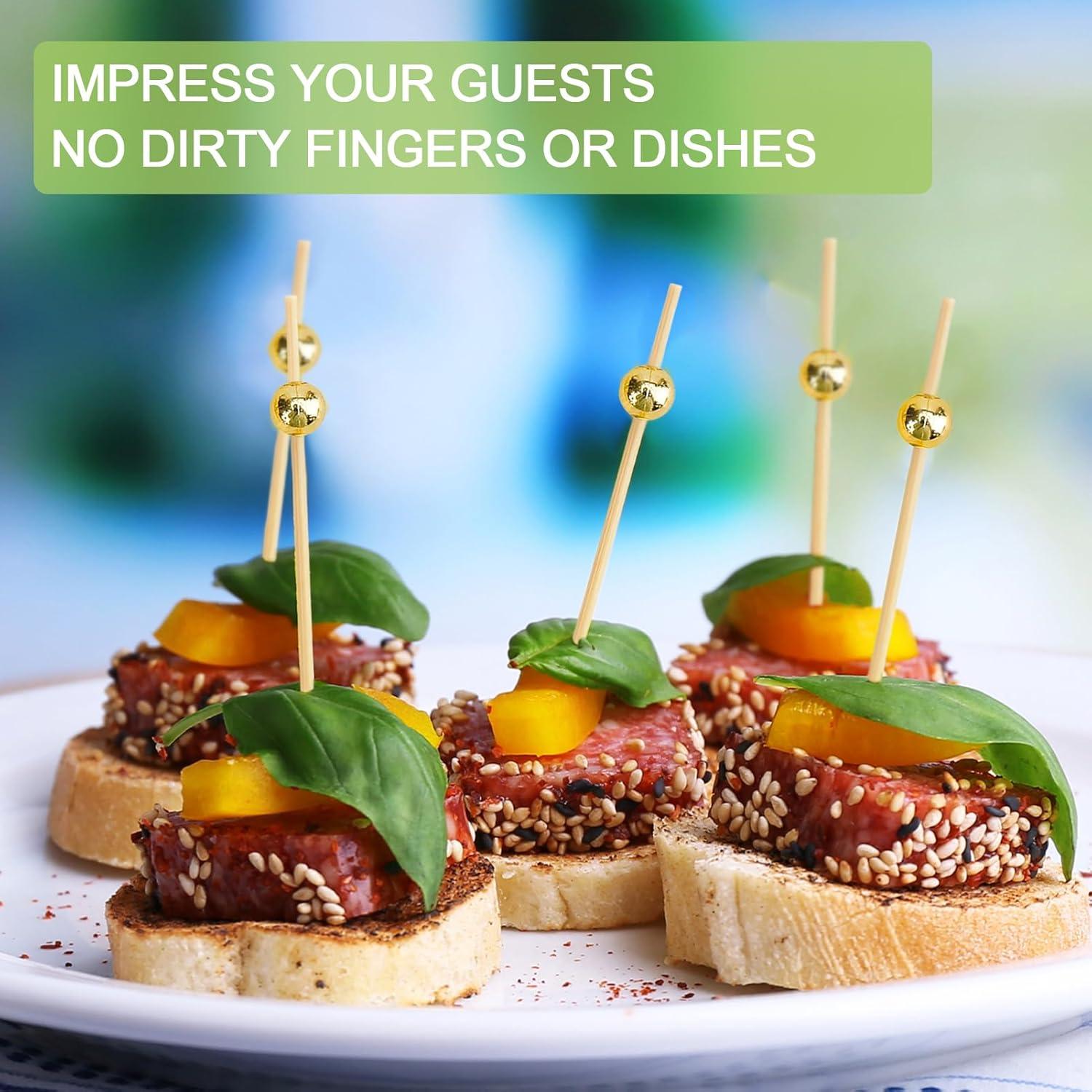 Palillos de Cóctel de Bambú ATZNZIK 1000 Piezas 11.94 cm Dorado