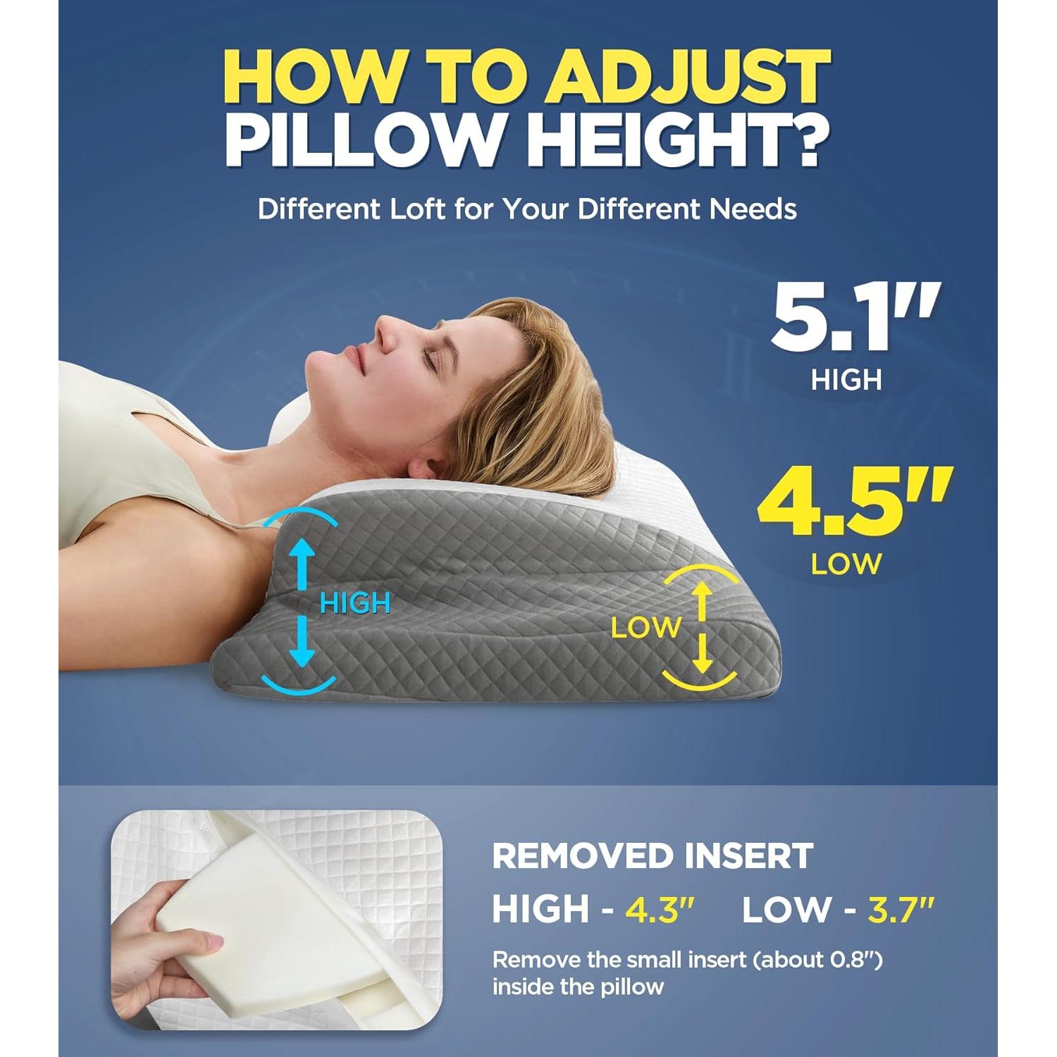 Almohada Cervical Risron Ajustable Espuma de Memoria 1.76kg