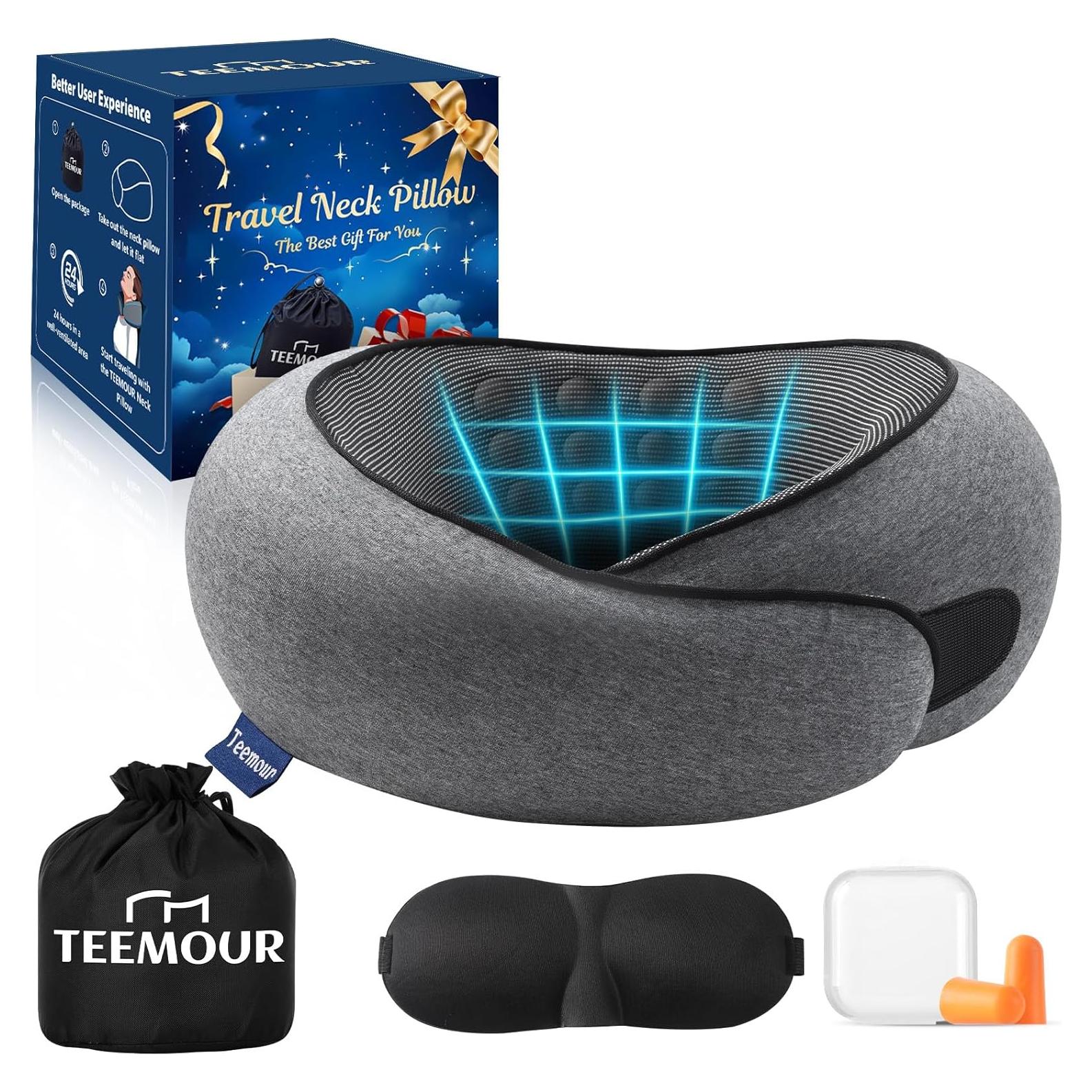 Almohada de Viaje Teemour con Espuma Memoria y Accesorios
