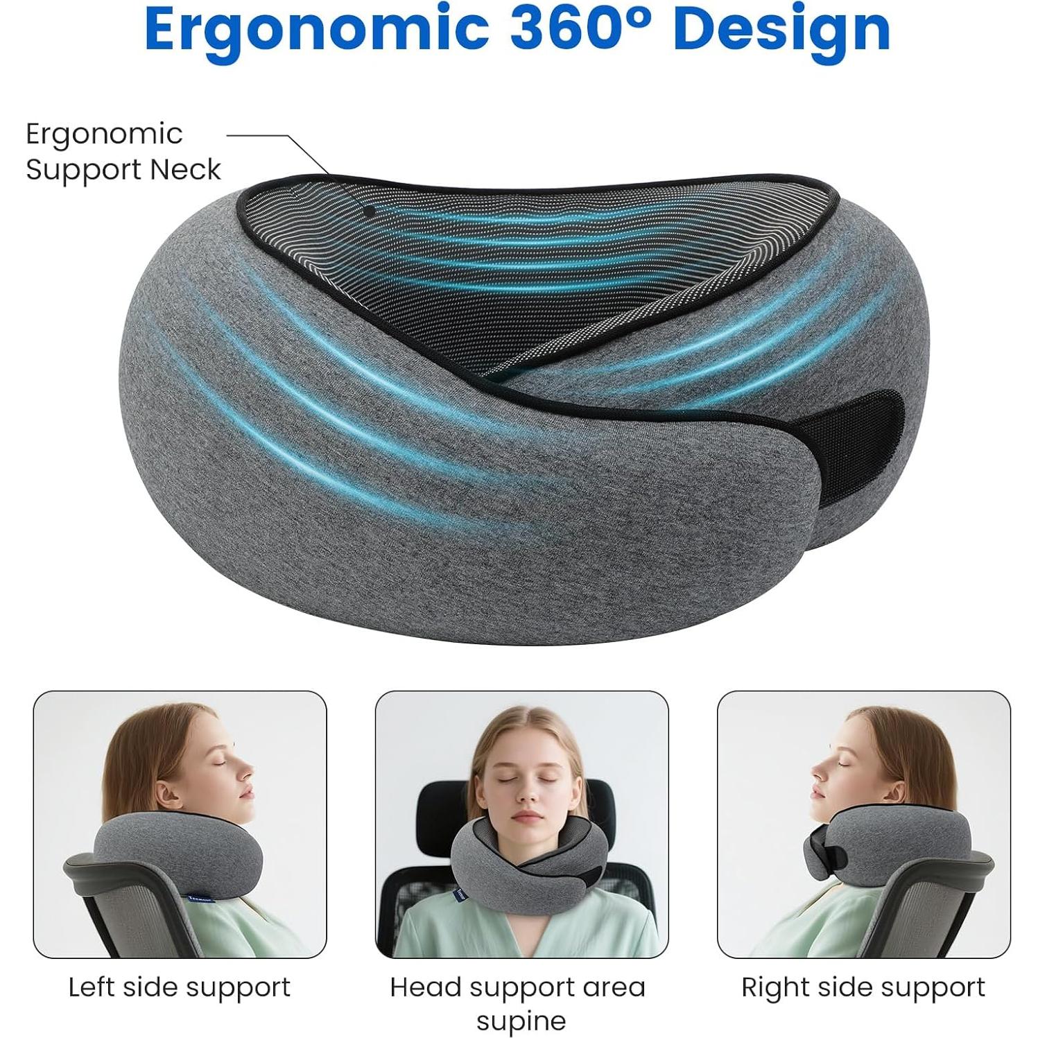 Almohada de Viaje Teemour con Espuma Memoria y Accesorios