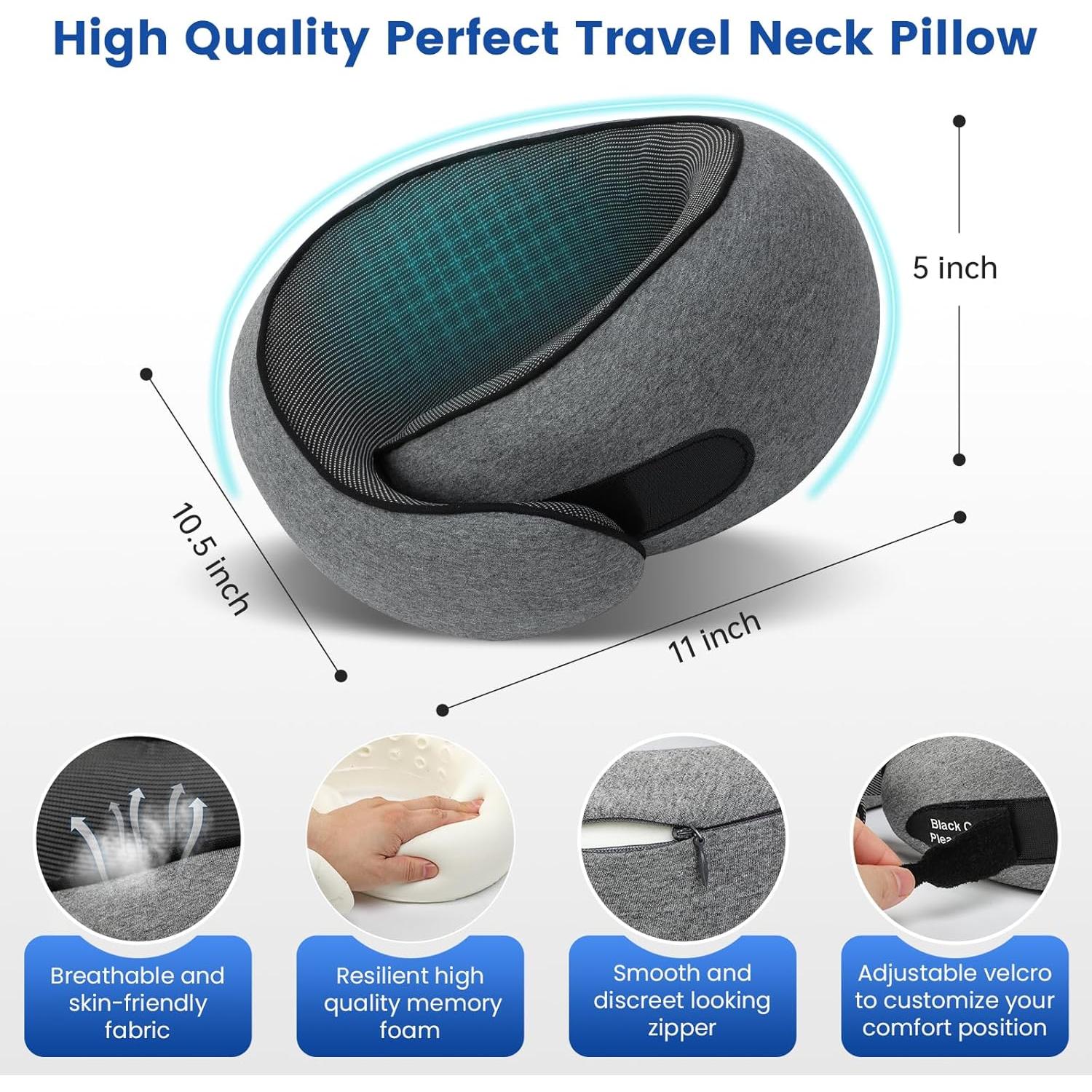 Almohada de Viaje Teemour con Espuma Memoria y Accesorios