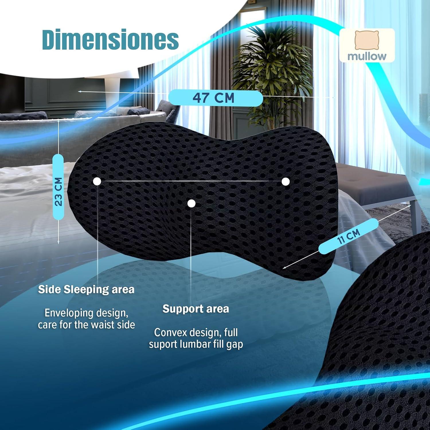 Almohada de Soporte Lumbar Mullow Ergonómica - Espuma Viscoelástica