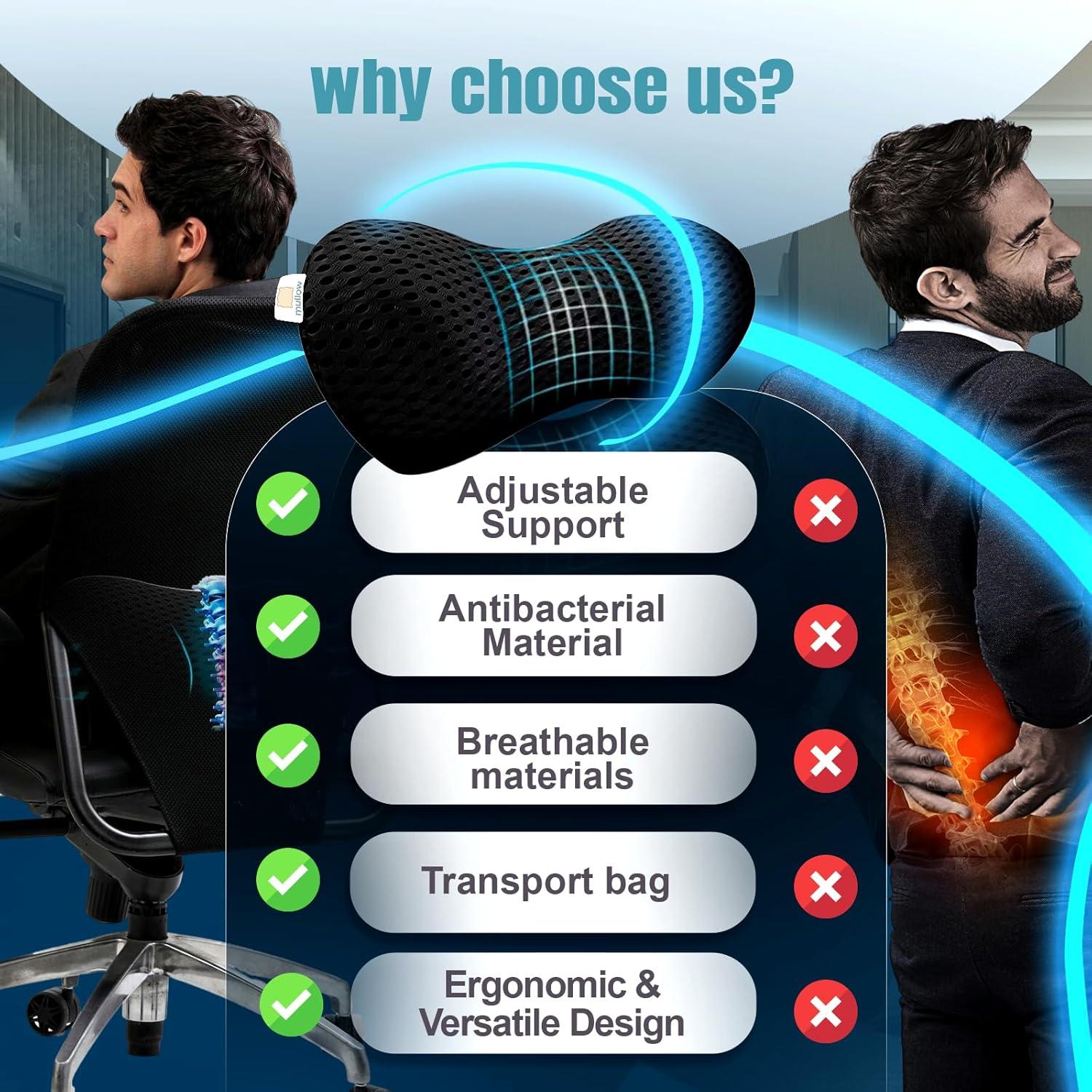 Almohada de Soporte Lumbar Mullow Ergonómica - Espuma Viscoelástica