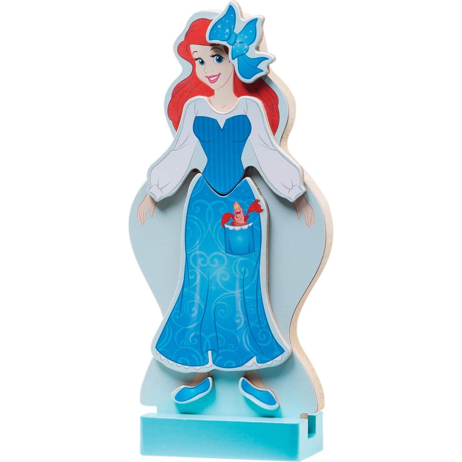 Muñeca Magnética de Madera Ariel Disney - 35 Piezas para Vestir