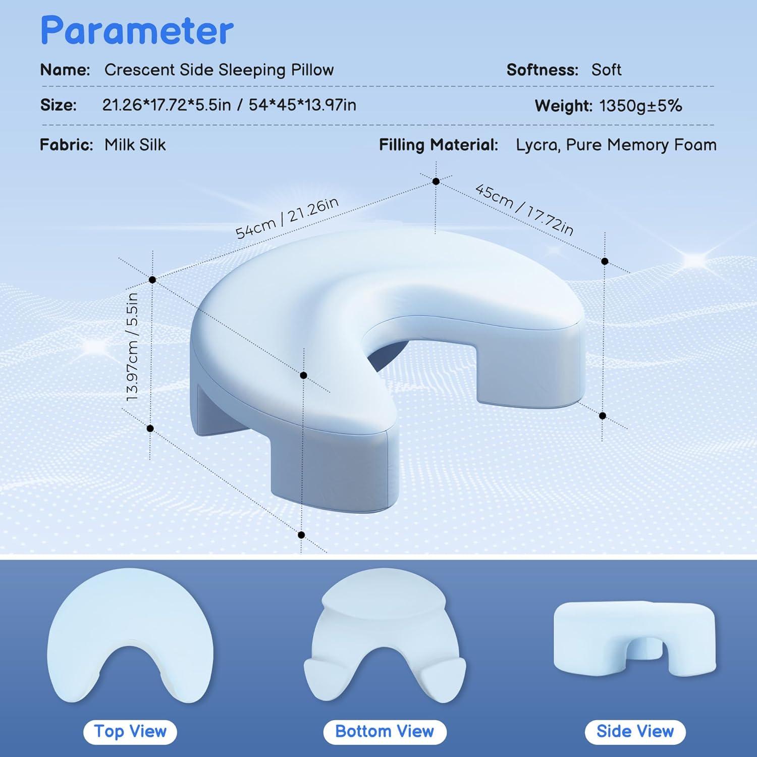 Almohada Ergonómica para Durmientes Laterales WOAKUSO Azul