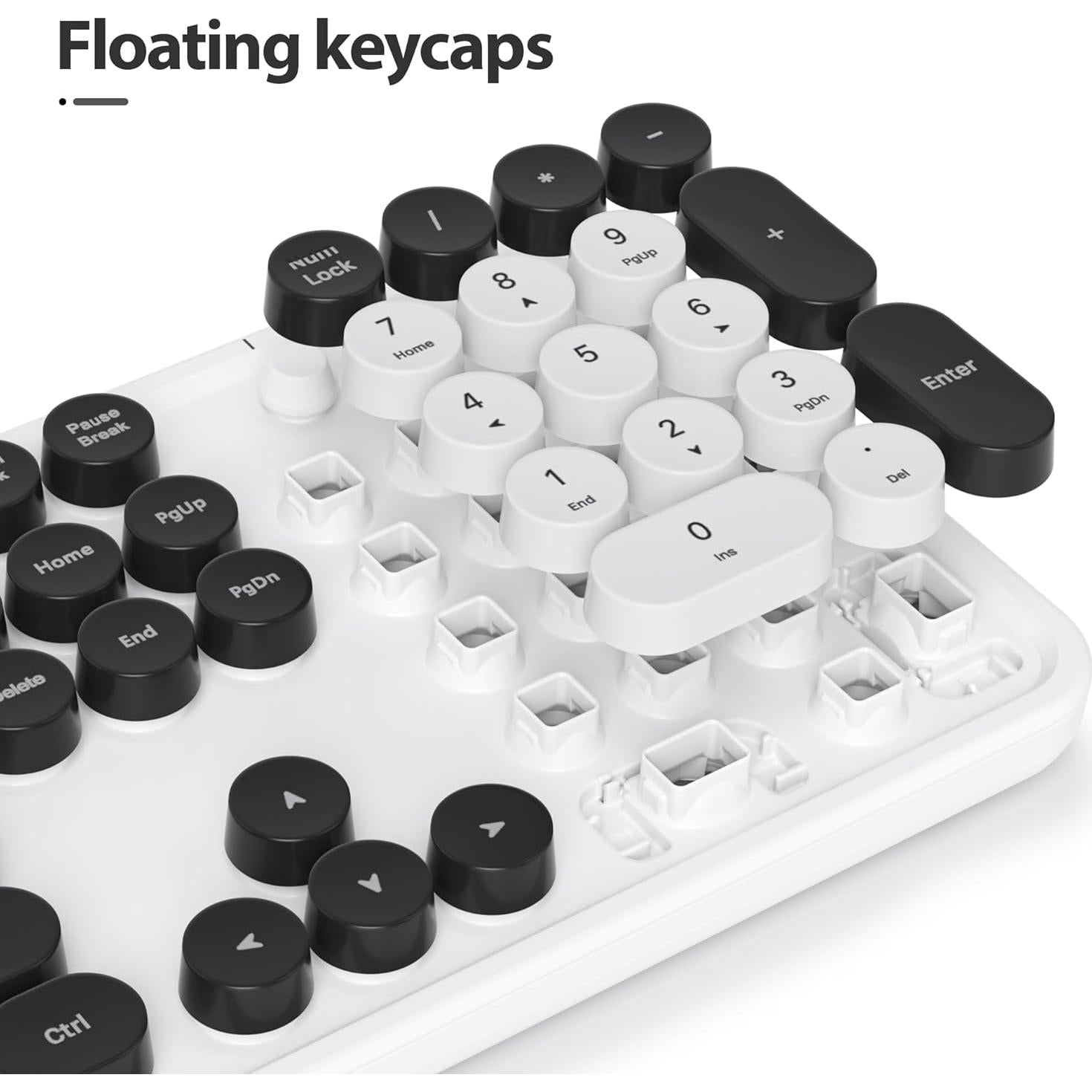 Teclado Retro Owpkeenthy USB Blanco Minimalista Completo